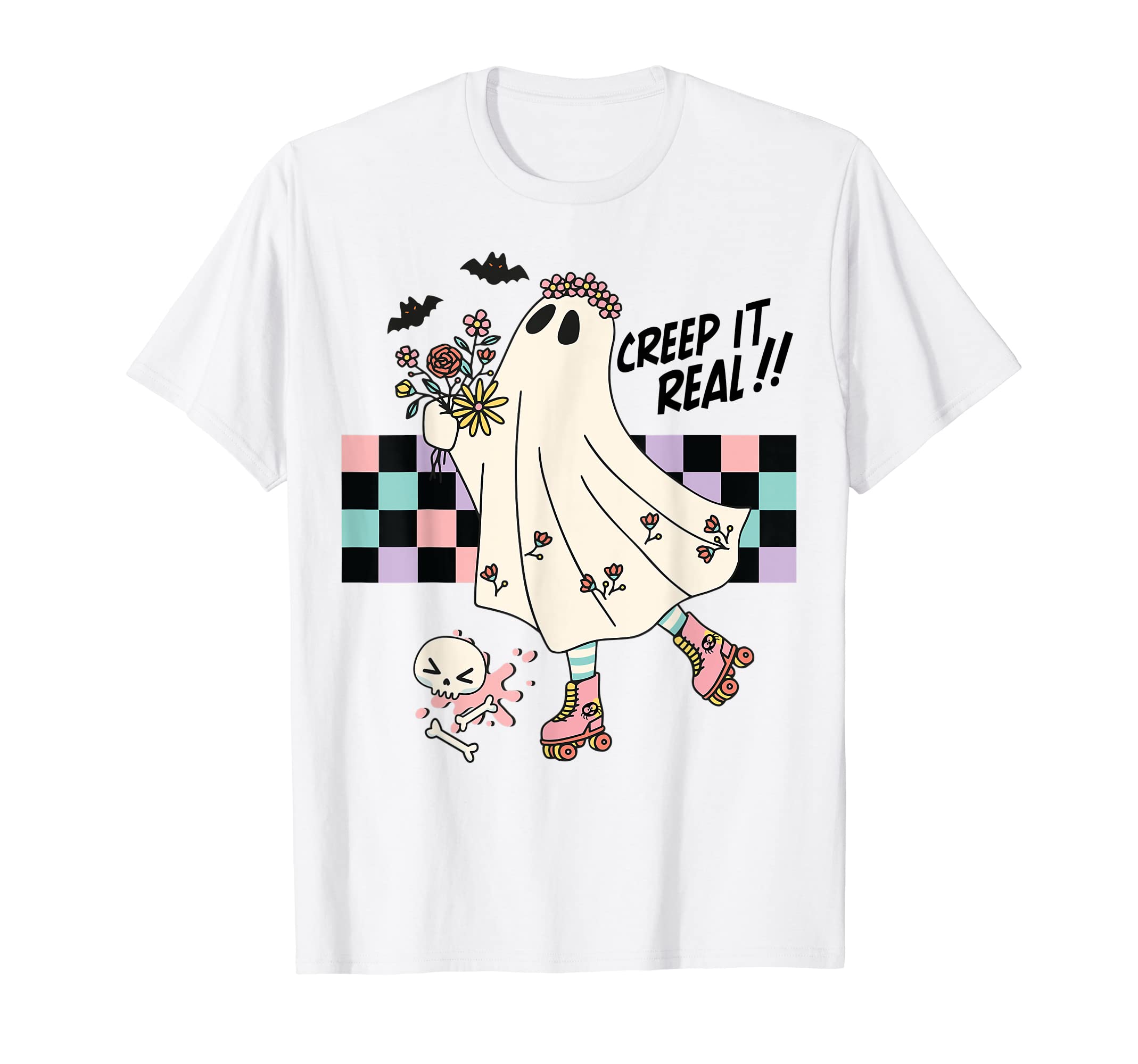 Roller Skate Spooky Creep It Real T-Shirt - Minimalist Print Men Women - T-Shirt, Sweatshirt, Hoodie