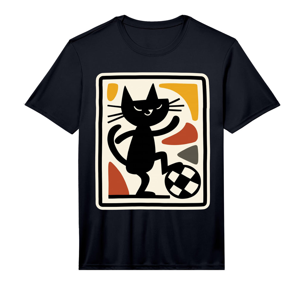 Black Cat Playing Soccer Sports Artwork T-Shirt - Trendy Graphic Unisex - T-Shirt, Sweatshirt, Hoodie