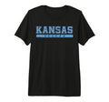 Kansas Soccer Sky Blue Text Tri Blend T-Shirt - Trendy Graphic Men Women - T-Shirt, Sweatshirt, Hoodie