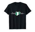 Nigerian Flag Gift Heartbeat Nigeria T-Shirt - Minimalist Print Men Women - T-Shirt, Sweatshirt, Hoodie