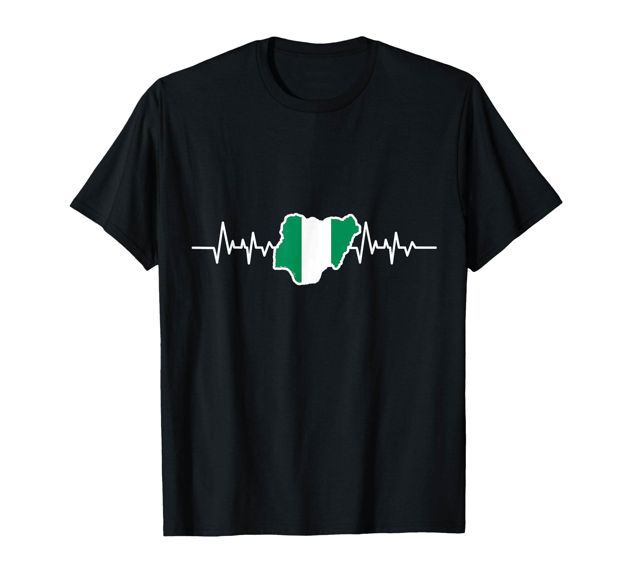 Nigerian Flag Gift Heartbeat Nigeria T-Shirt - Minimalist Print Men Women - T-Shirt, Sweatshirt, Hoodie