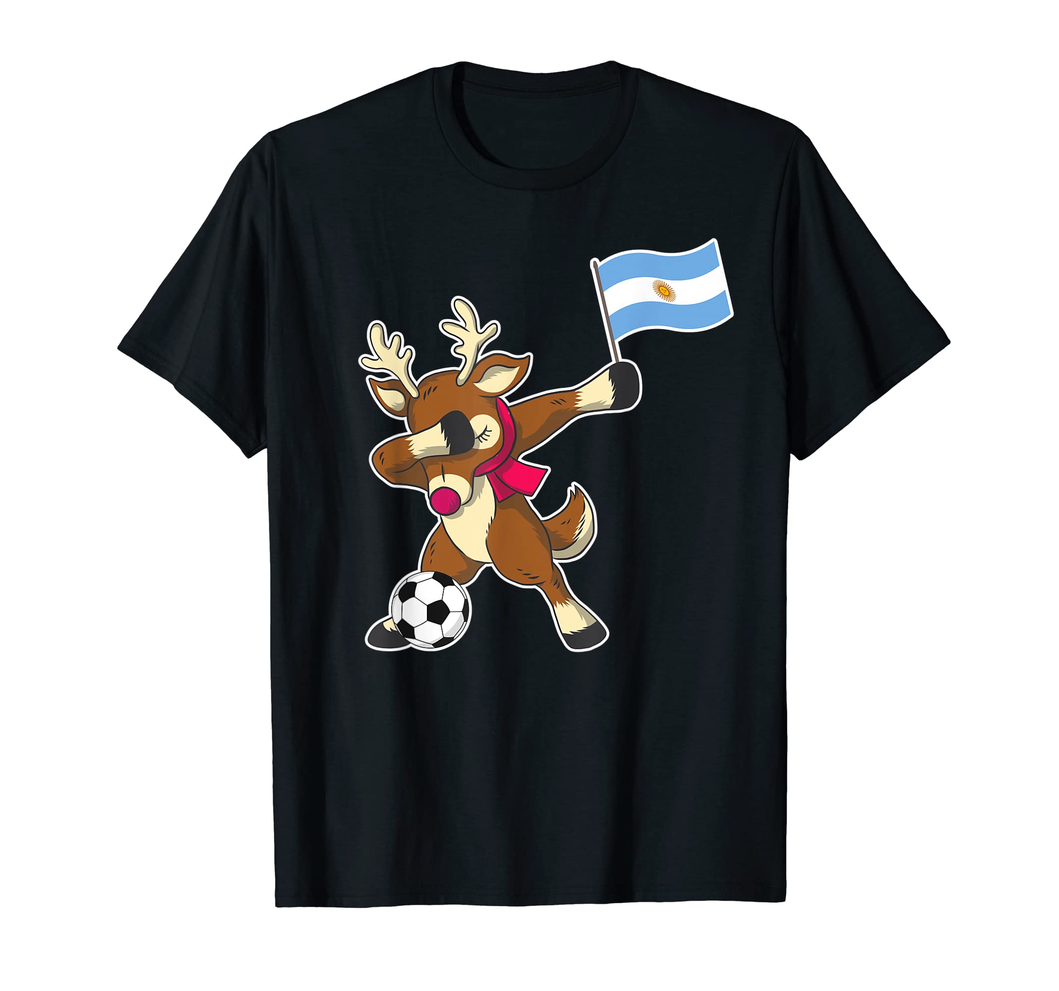 Soccer Argentinian Flag Reindeer T-Shirt - Custom Art Print Men Women - T-Shirt, Sweatshirt, Hoodie