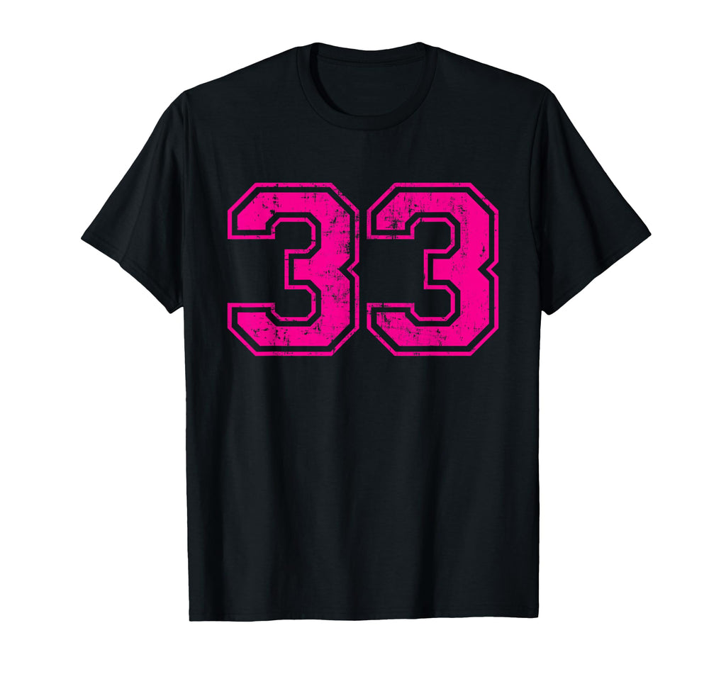 Number 33 Varsity Distressed Sport T-Shirt - Custom Art Print for Adults - T-Shirt, Sweatshirt, Hoodie