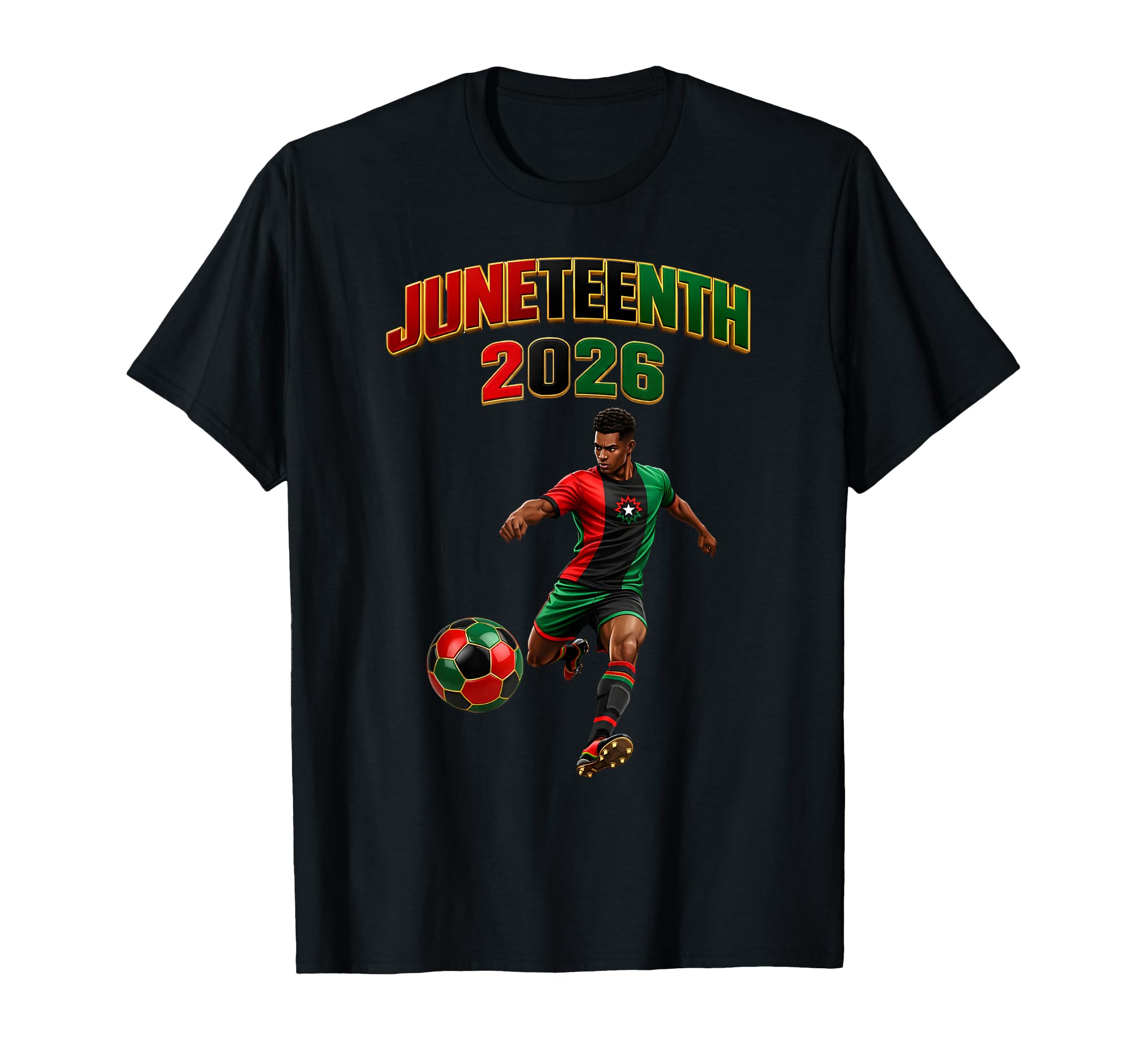 Juneteenth 2026 Football Red Black Green T-Shirt - Novelty Apparel Unisex - T-Shirt, Sweatshirt, Hoodie
