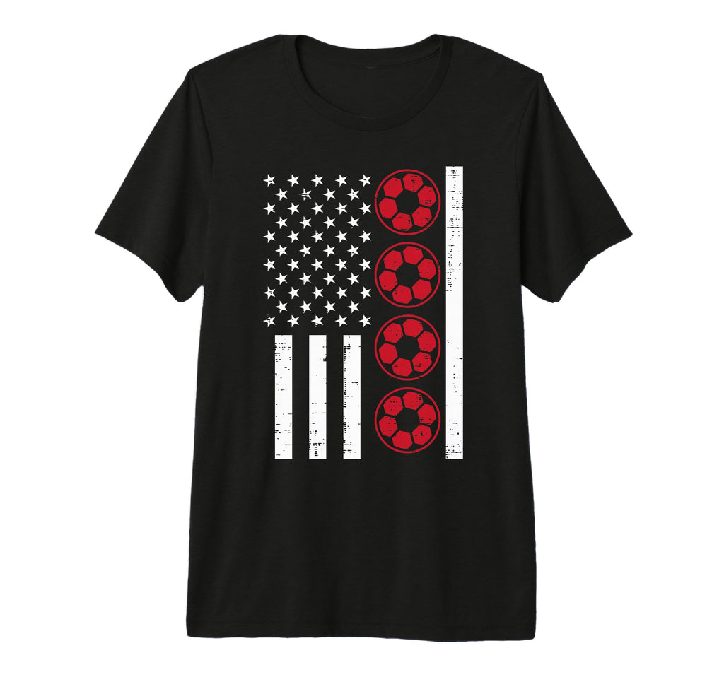 American Flag Red Soccer Balls T-Shirt - Fun Novelty Design for Adults - T-Shirt, Sweatshirt, Hoodie