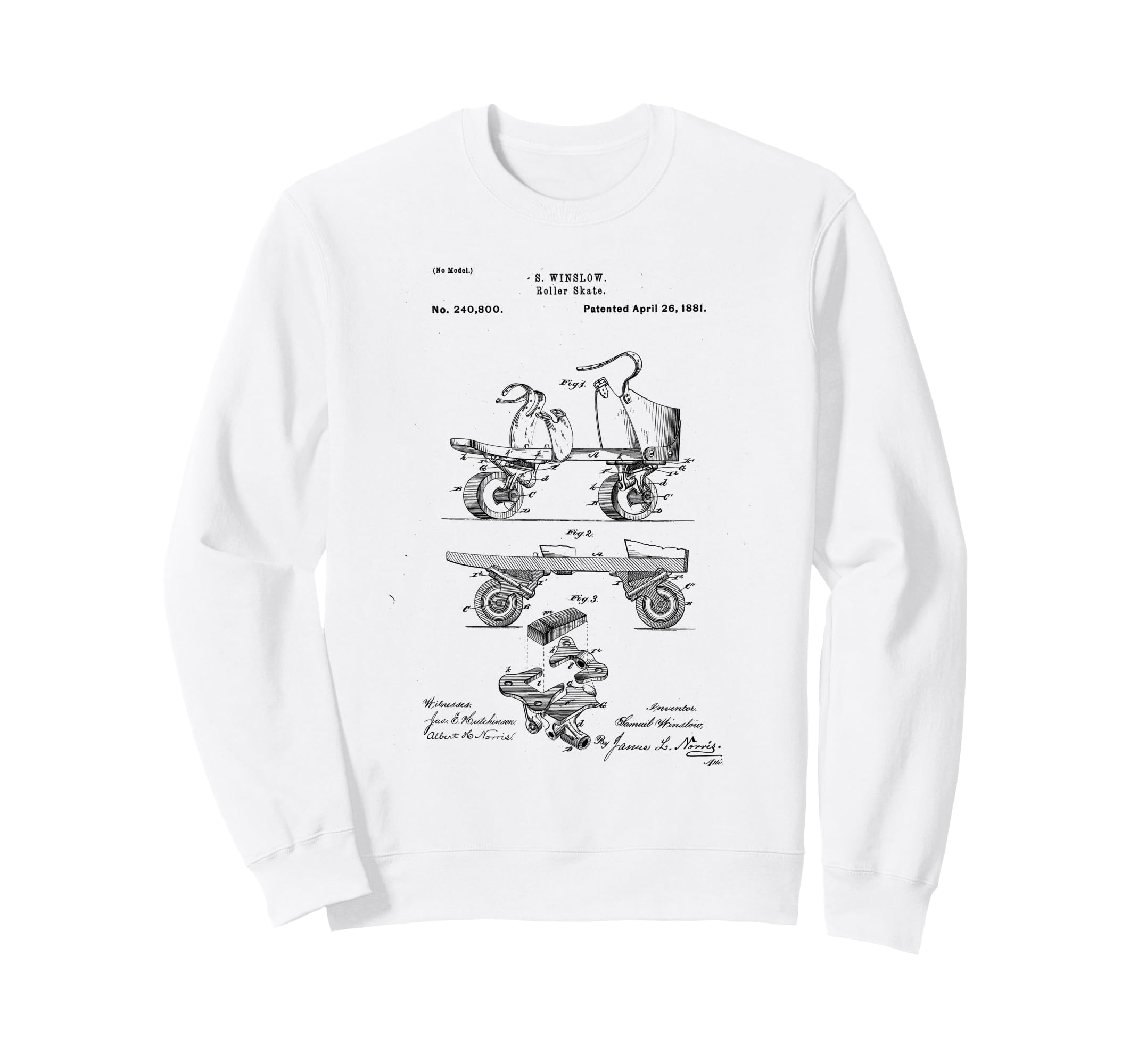 Roller Skate Patent Blueprint Sweatshirt - Novelty Apparel for Adults - T-Shirt, Sweatshirt, Hoodie