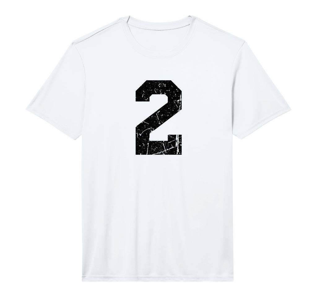Distressed Black Sports Team Number 2 T-Shirt - Novelty Apparel for Adults - T-Shirt, Sweatshirt, Hoodie
