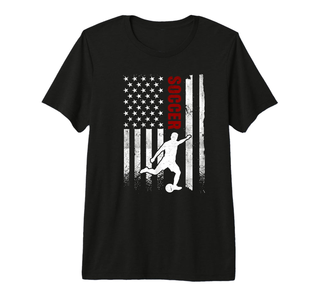 Soccer American Flag Distressed Usa T-Shirt - Custom Art Print Men Women - T-Shirt, Sweatshirt, Hoodie