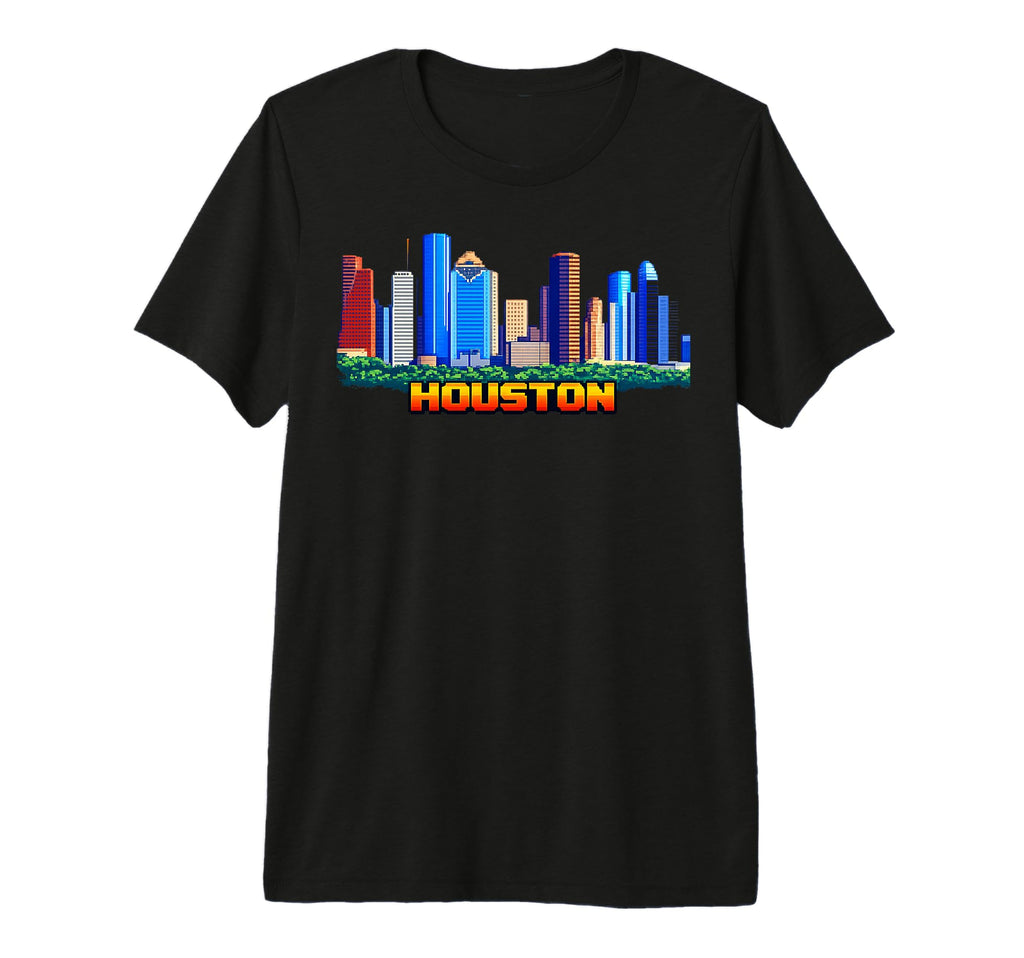 Houston 8 Bit Video Arcade Gamer Gaming T-Shirt - Aesthetic Graphic Unisex - T-Shirt, Sweatshirt, Hoodie
