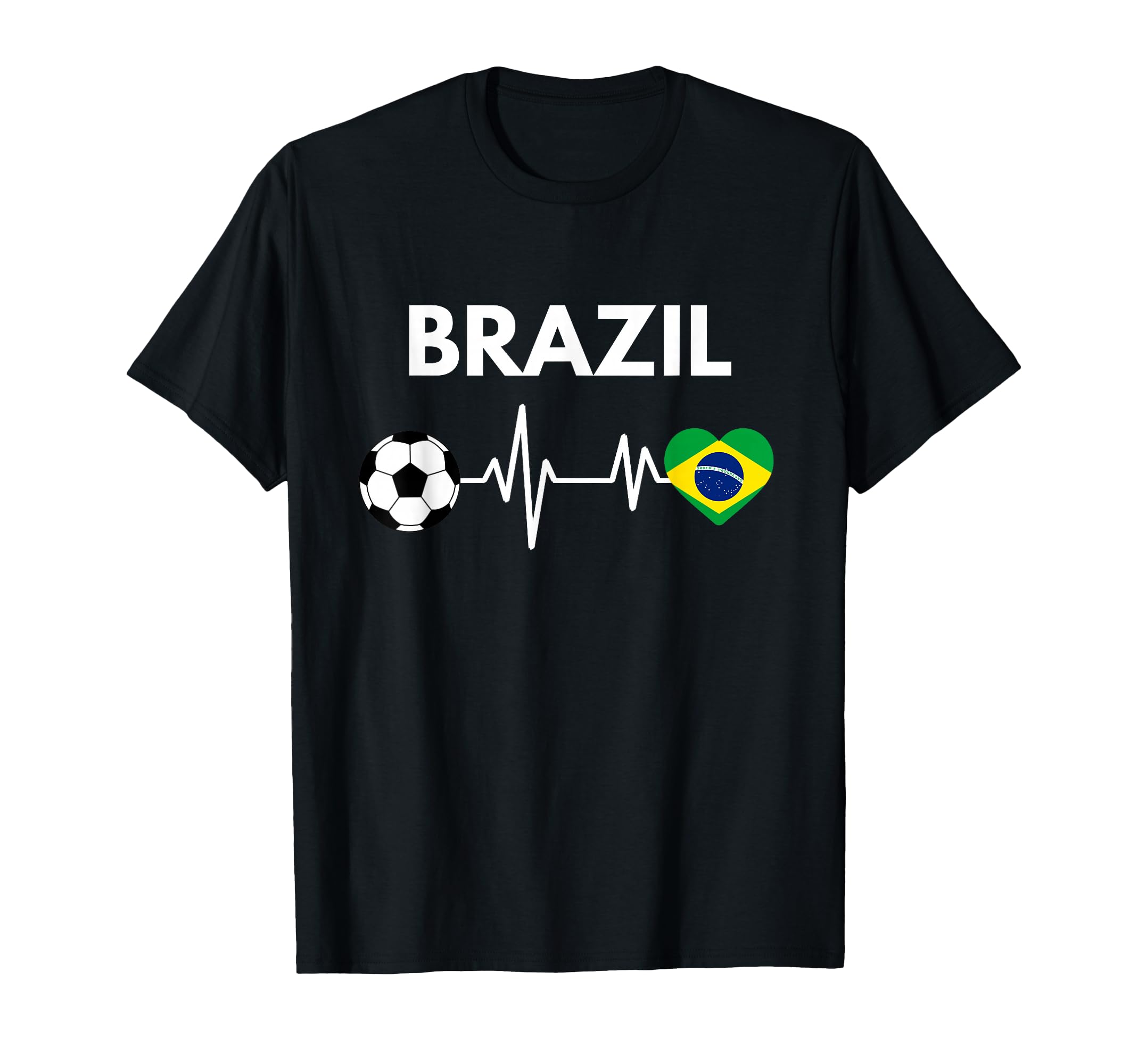 Brazil Flag Heartbeat Soccer T-Shirt - Minimalist Print Unisex - T-Shirt, Sweatshirt, Hoodie