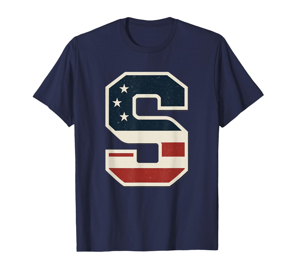 Usa Flag Letter S Stars Stripes T-Shirt - Trendy Graphic Men Women - T-Shirt, Sweatshirt, Hoodie