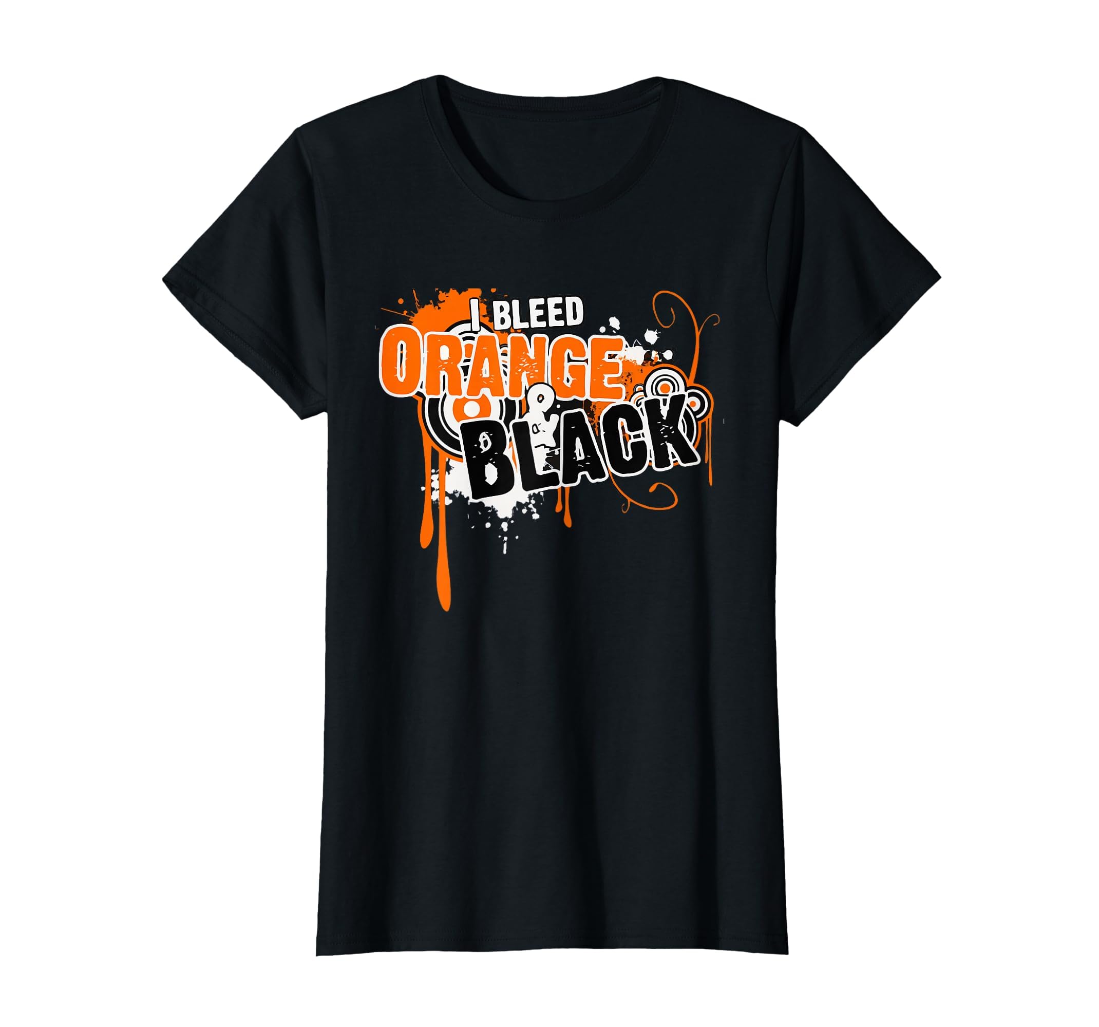 I Bleed Black Orange Sports Team Game T-Shirt - Fun Novelty Design Unisex - T-Shirt, Sweatshirt, Hoodie