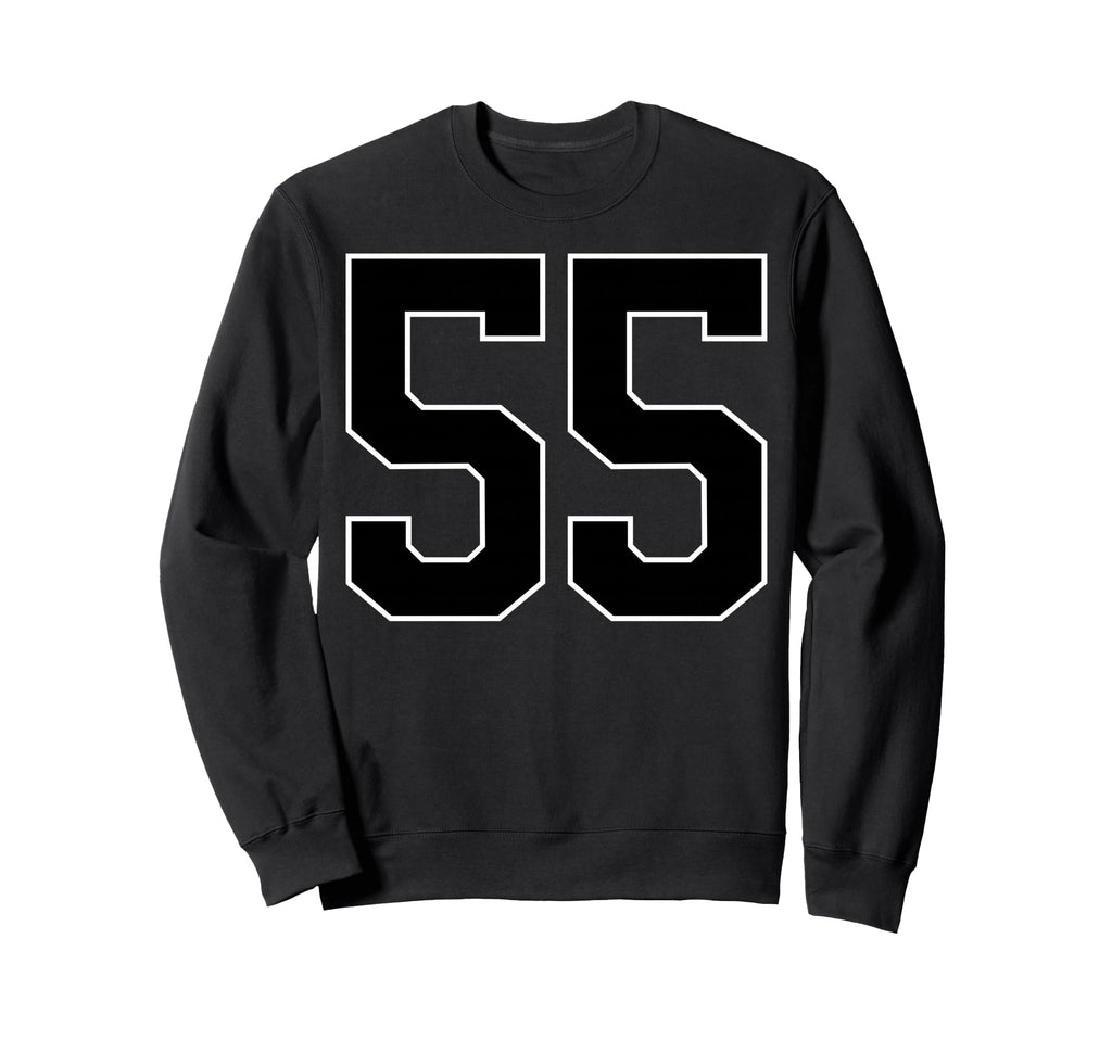 Black Sports Team Number 55 Fan Sweatshirt - Minimalist Print for Adults - T-Shirt, Sweatshirt, Hoodie