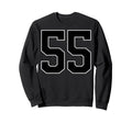 Black Sports Team Number 55 Fan Sweatshirt - Minimalist Print for Adults - T-Shirt, Sweatshirt, Hoodie