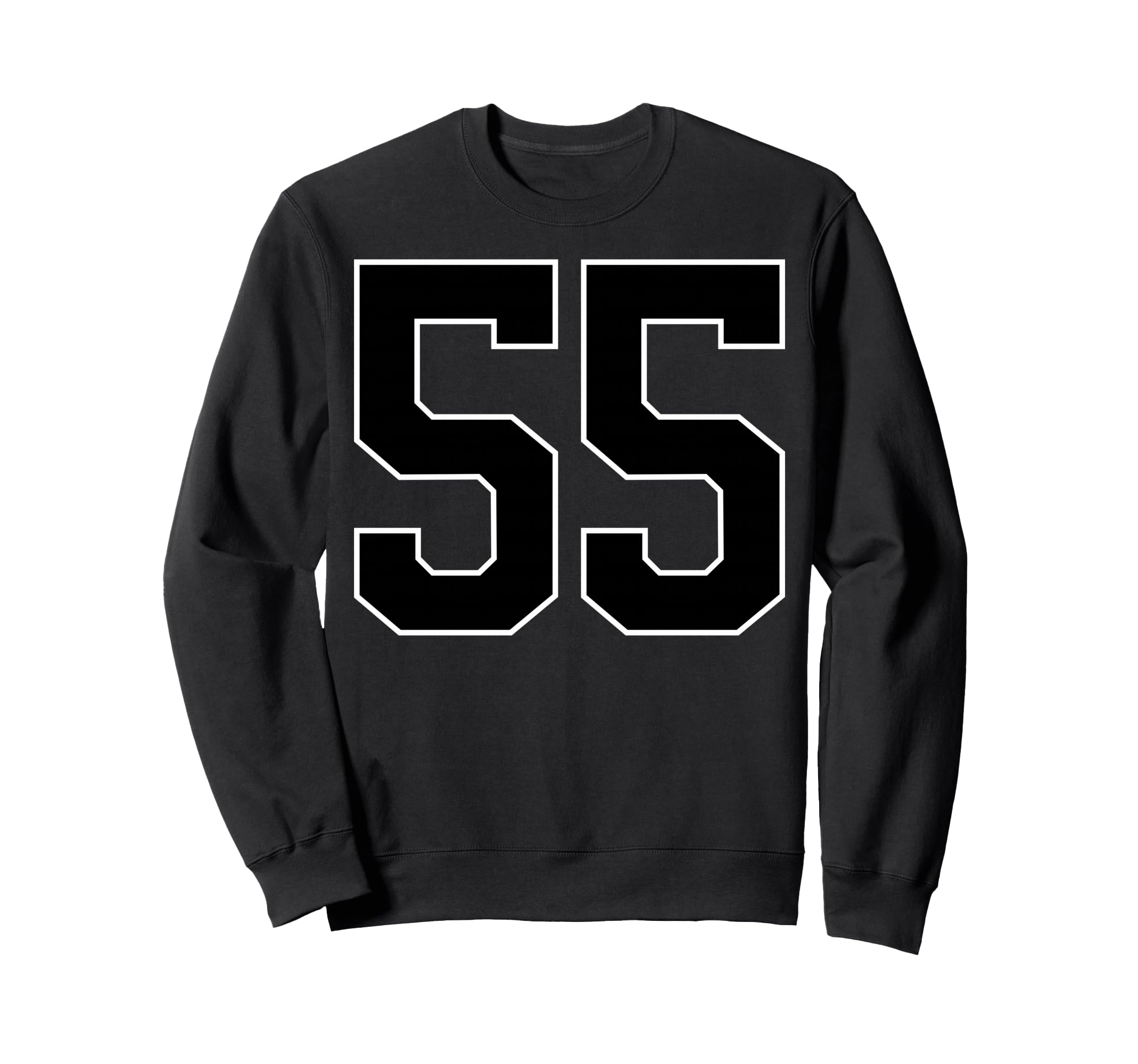 Black Sports Team Number 55 Fan Sweatshirt - Minimalist Print for Adults - T-Shirt, Sweatshirt, Hoodie