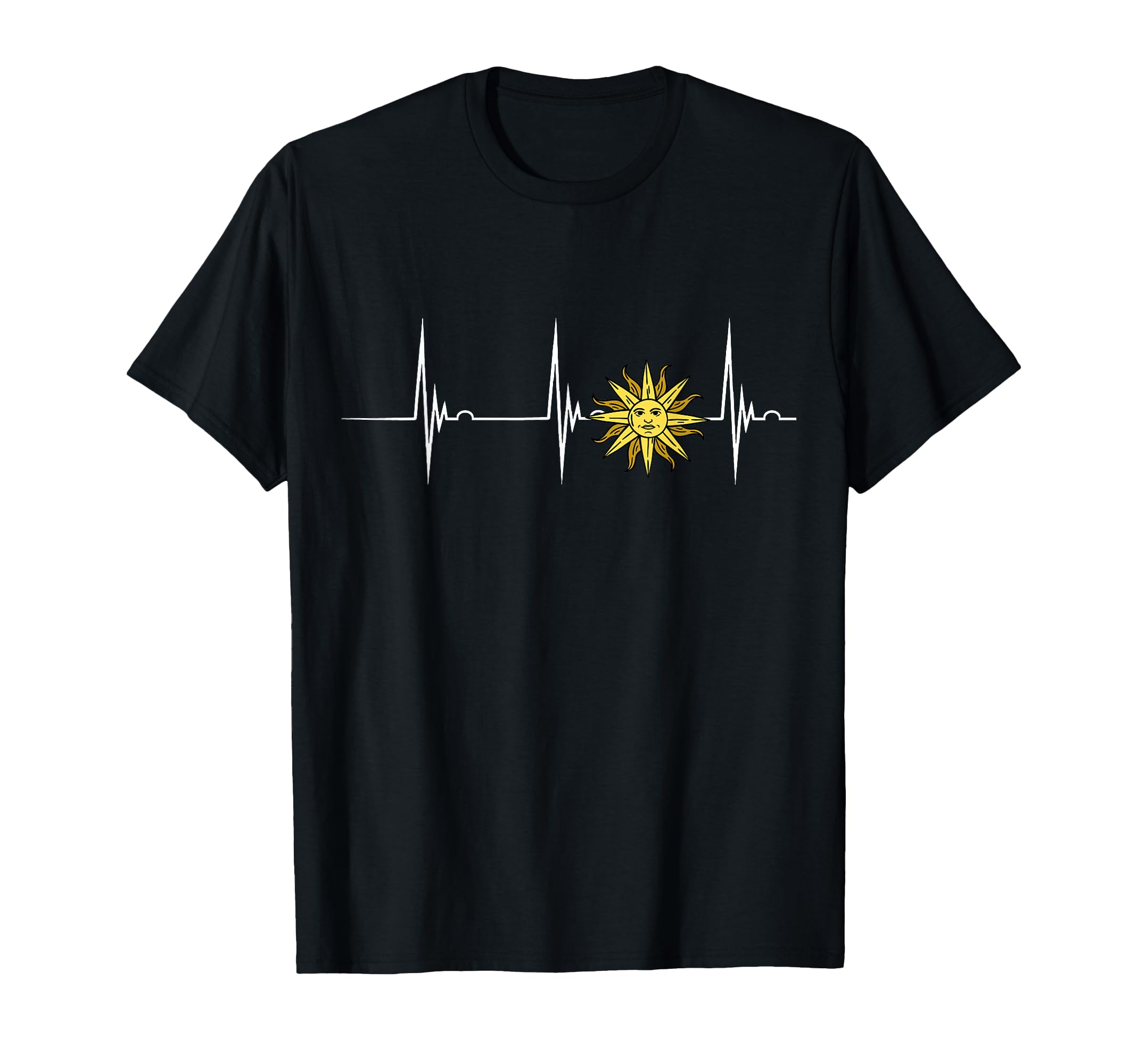 Uruguayan Pride Heartbeat Ekg Pulse T-Shirt - Aesthetic Graphic for Adults - T-Shirt, Sweatshirt, Hoodie