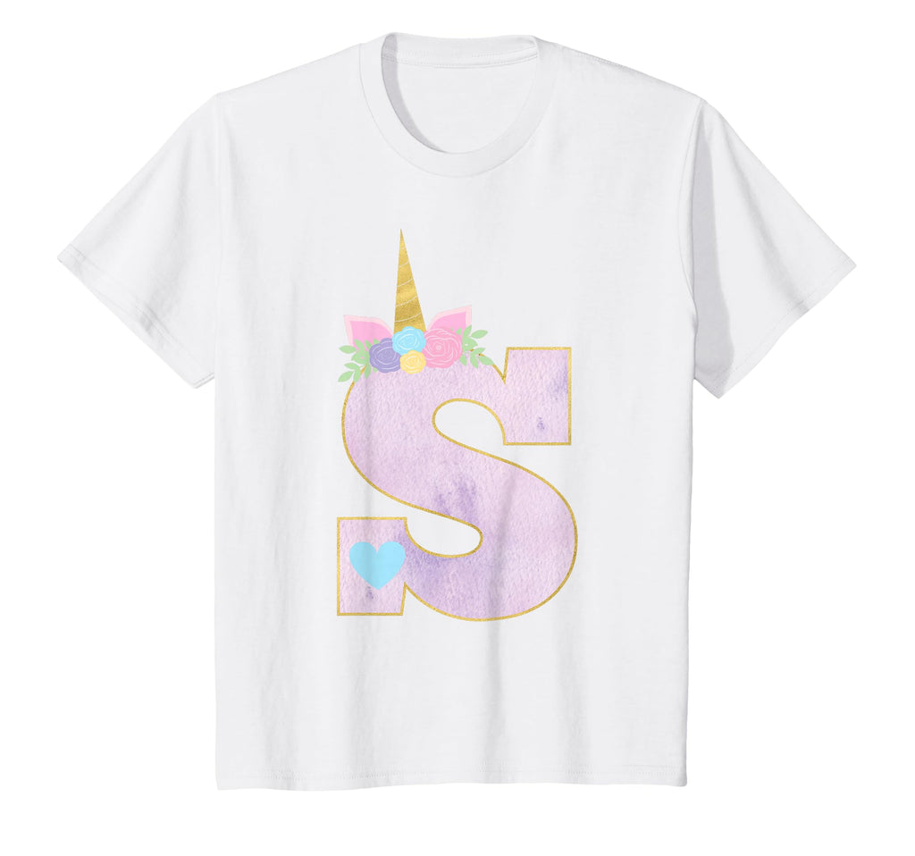 Unicorn Letter S Initial Monogram T-Shirt - Casual Everyday Wear Men Women - T-Shirt, Sweatshirt, Hoodie