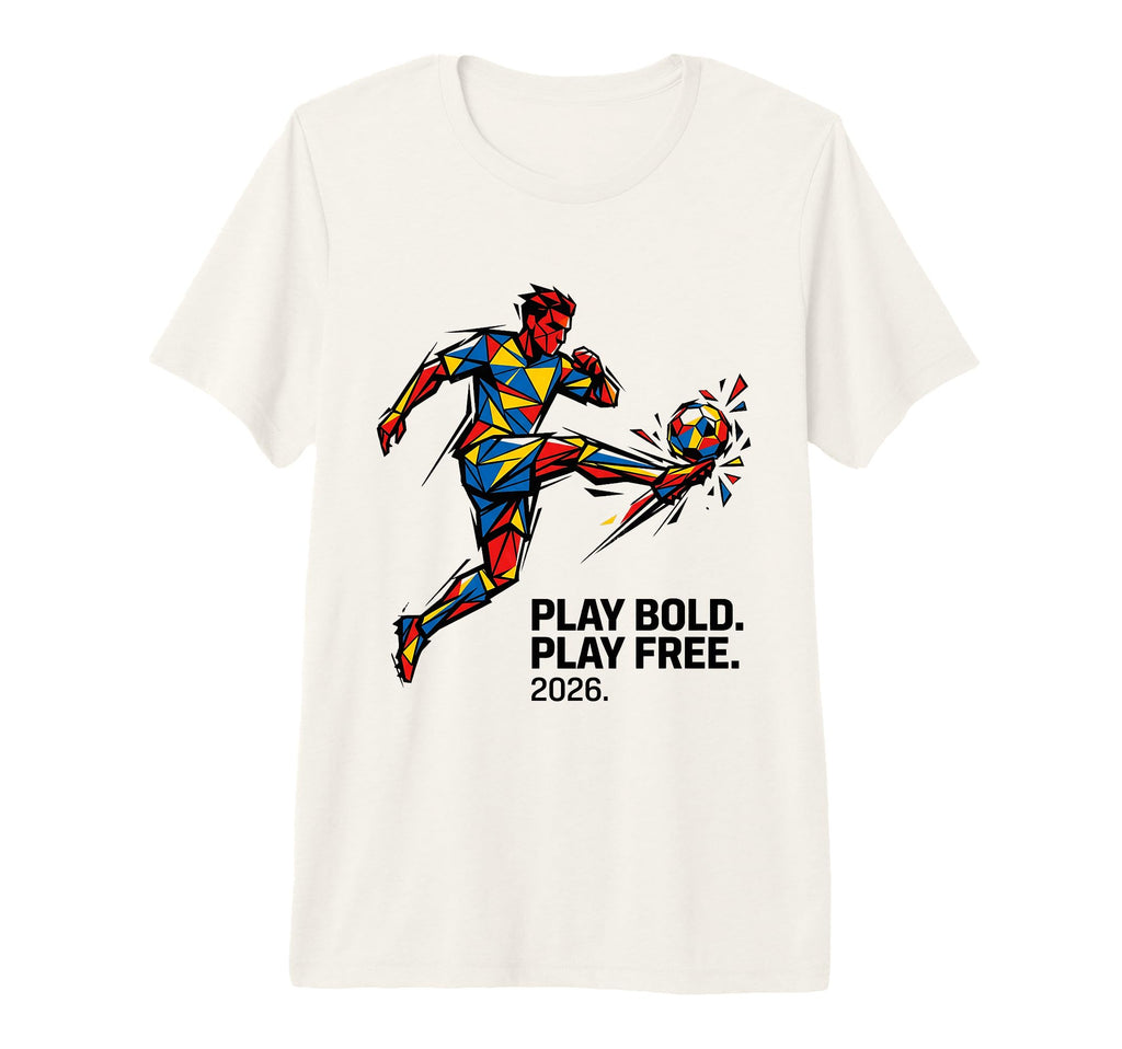 Geometric Soccer Player Play Bold T-Shirt - Aesthetic Graphic for Adults - T-Shirt, Sweatshirt, Hoodie