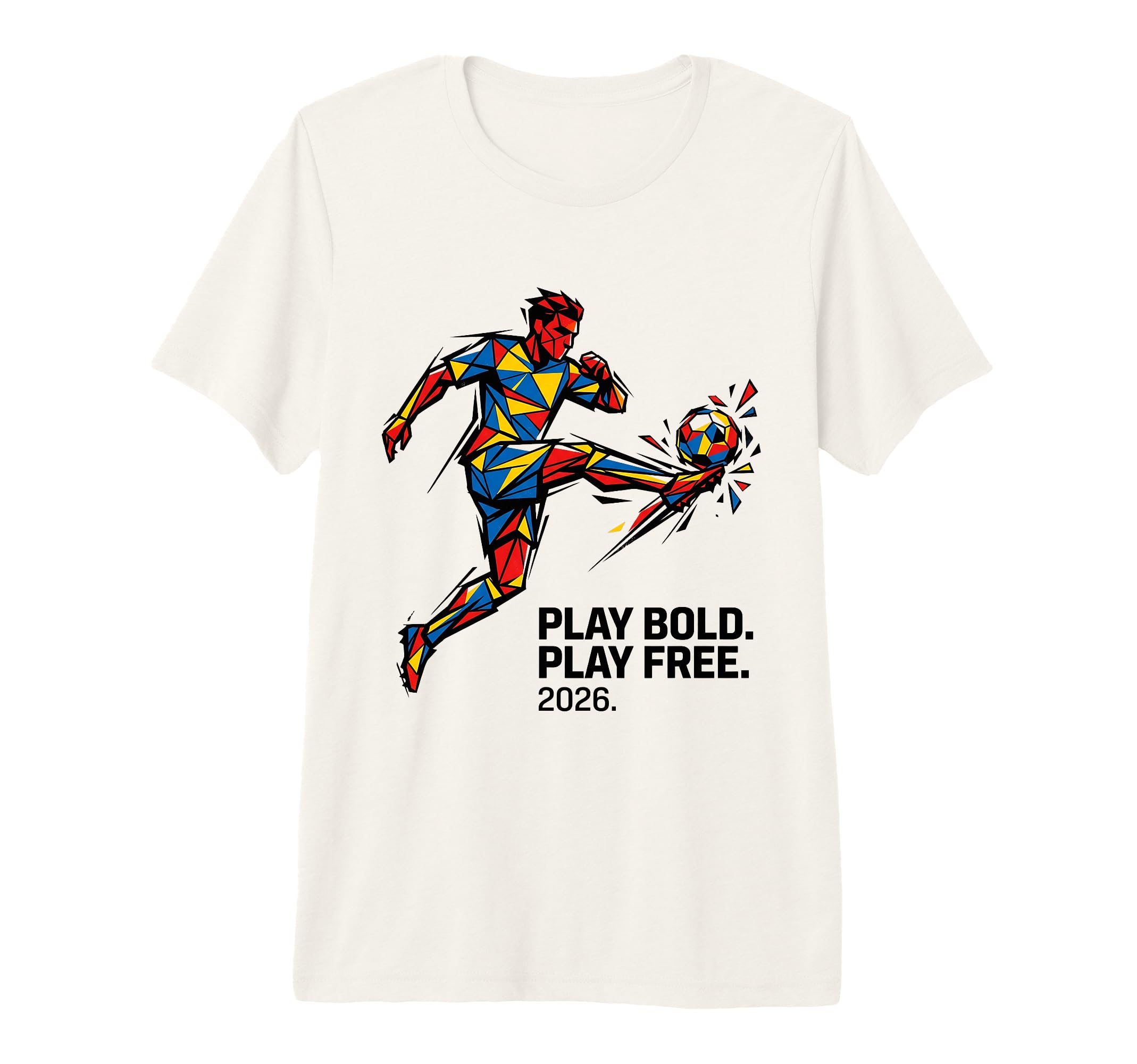 Geometric Soccer Player Play Bold T-Shirt - Aesthetic Graphic for Adults - T-Shirt, Sweatshirt, Hoodie