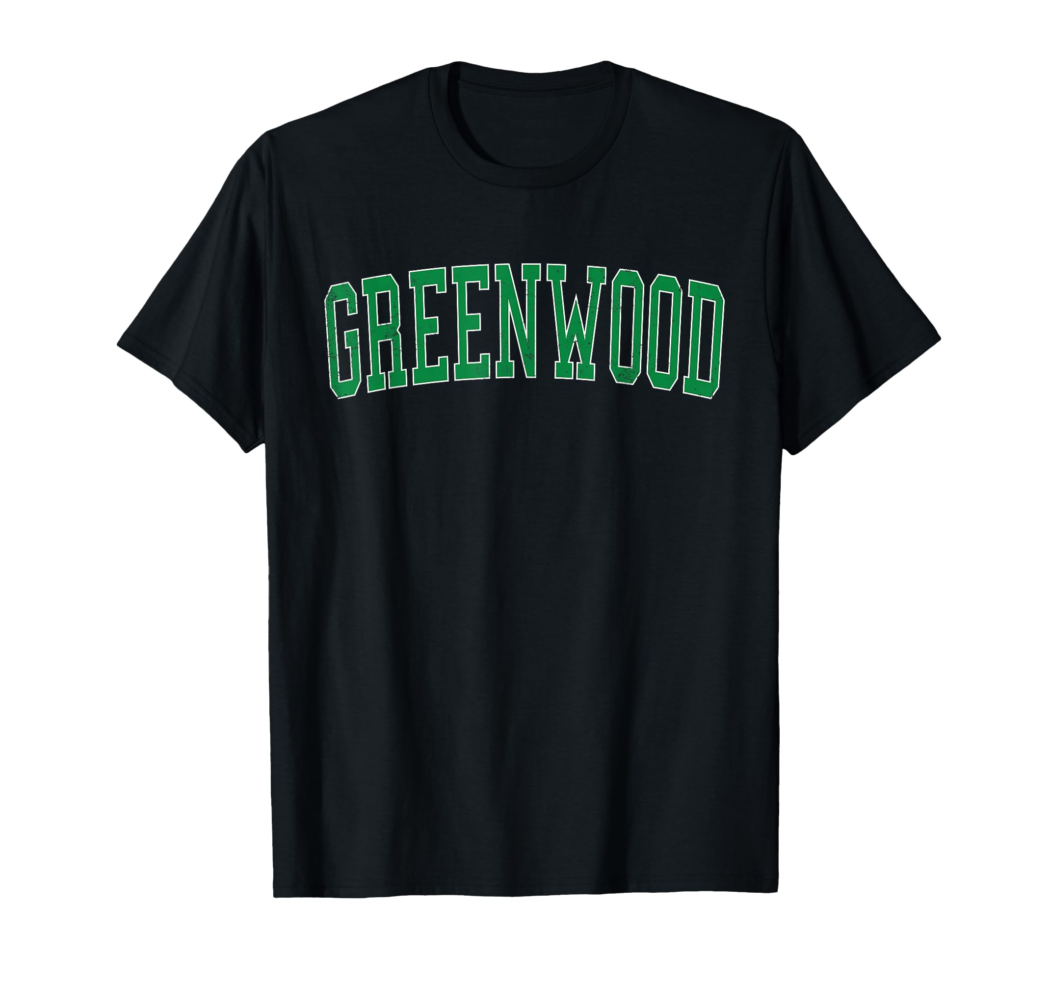 Greenwood Distressed Green Varsity T-Shirt - Streetwear Style for Adults - T-Shirt, Sweatshirt, Hoodie