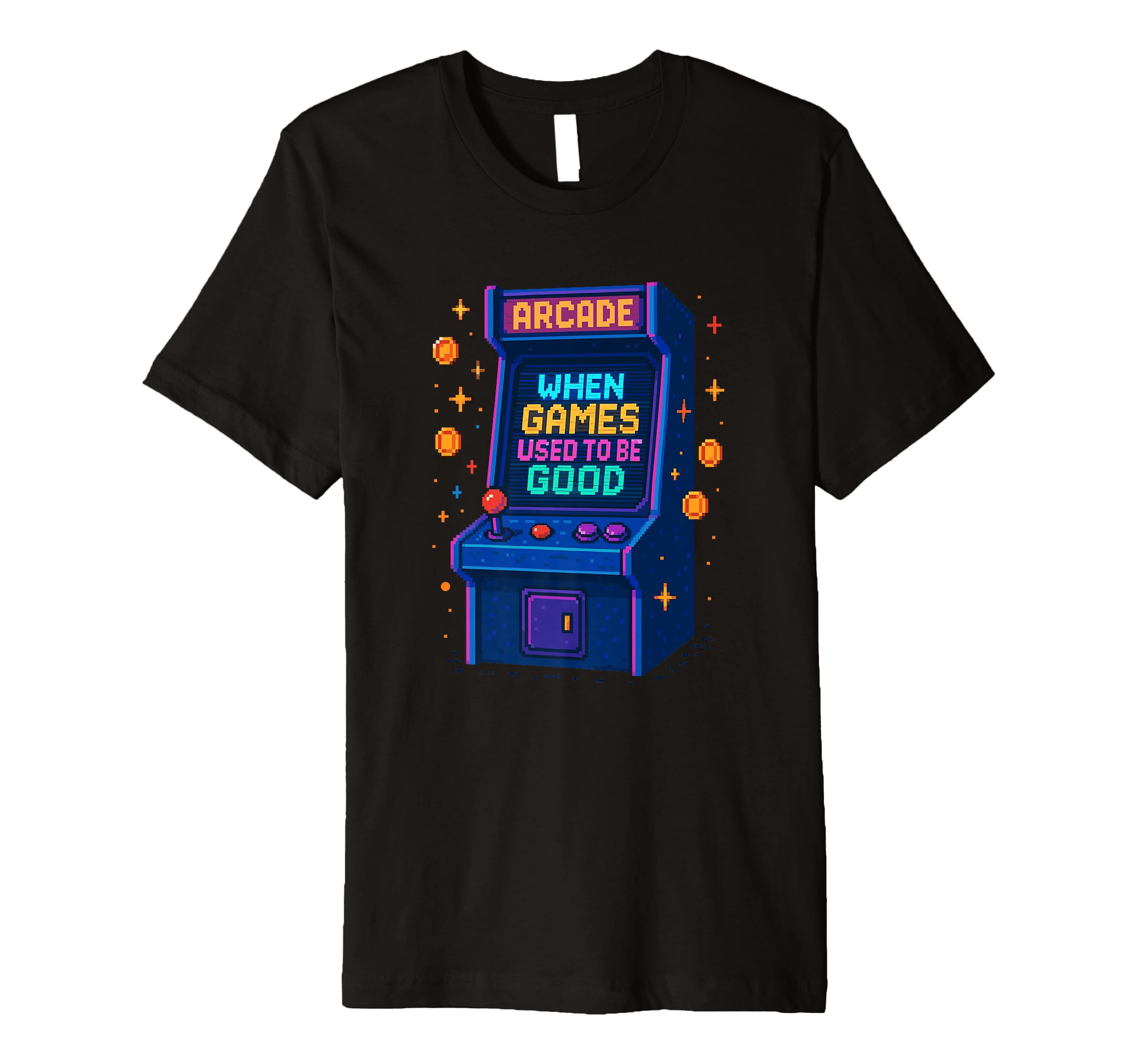 Arcade Machine Joystick Nostalgic Pixel T-Shirt - Trendy Graphic Unisex - T-Shirt, Sweatshirt, Hoodie