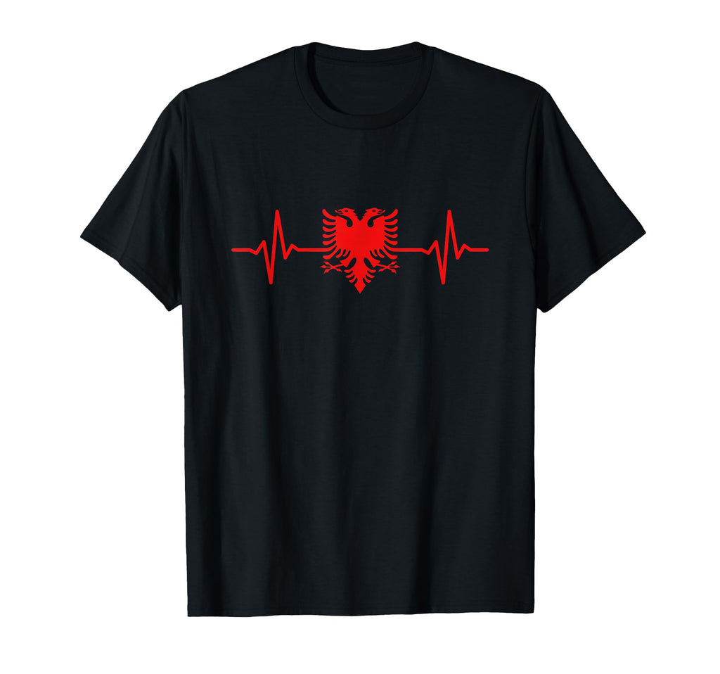 Albania Heartbeat Albanian Eagle T-Shirt - Casual Everyday Wear Unisex - T-Shirt, Sweatshirt, Hoodie