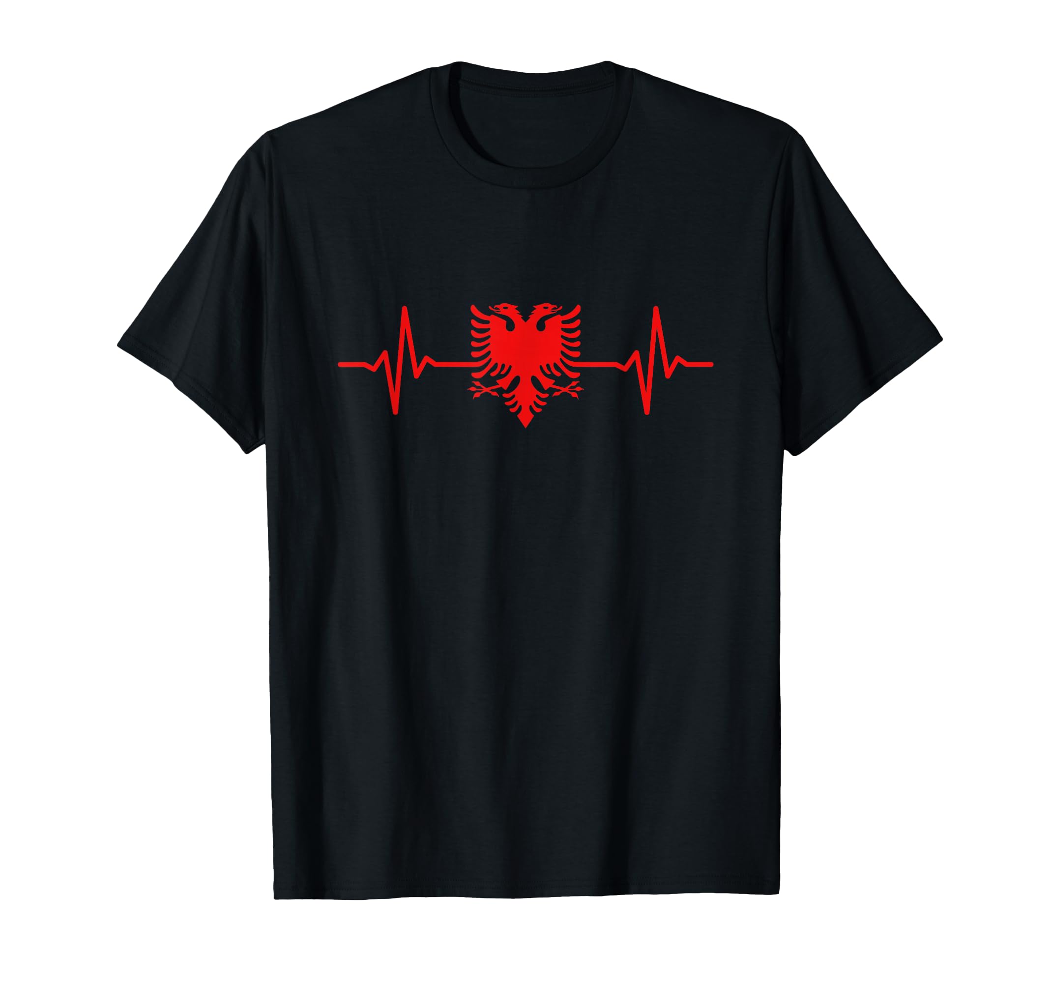 Albania Heartbeat Albanian Eagle T-Shirt - Casual Everyday Wear Unisex - T-Shirt, Sweatshirt, Hoodie