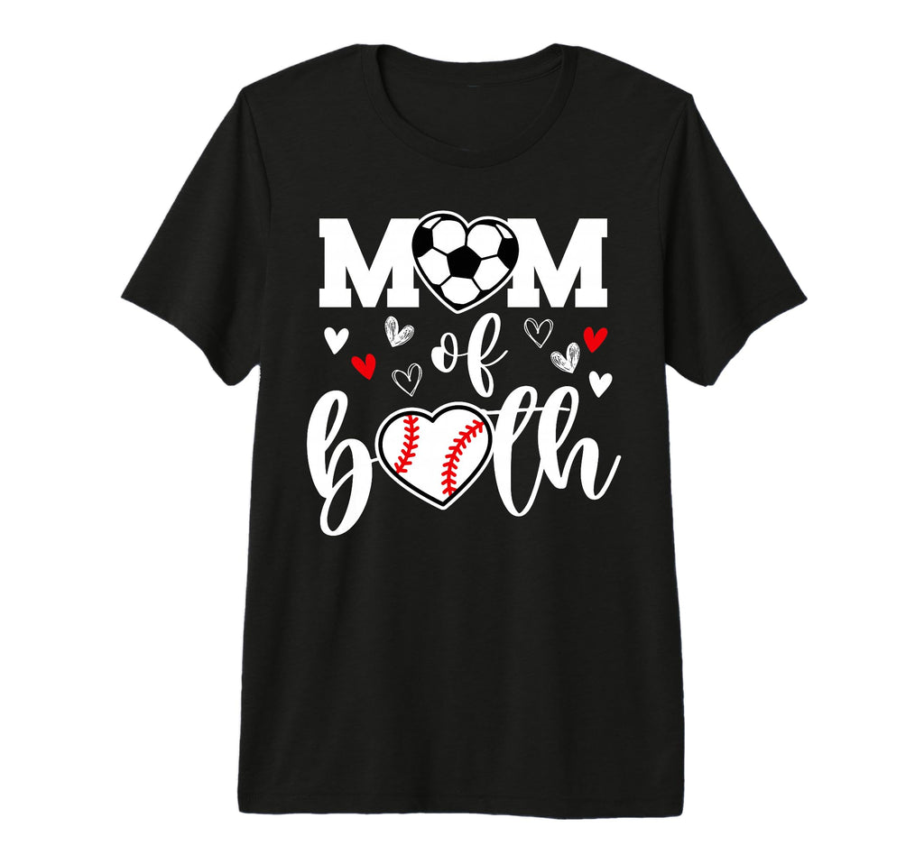 Mom Both Heart Soccer Baseball Sports T-Shirt - Unique Graphic Men Women - T-Shirt, Sweatshirt, Hoodie