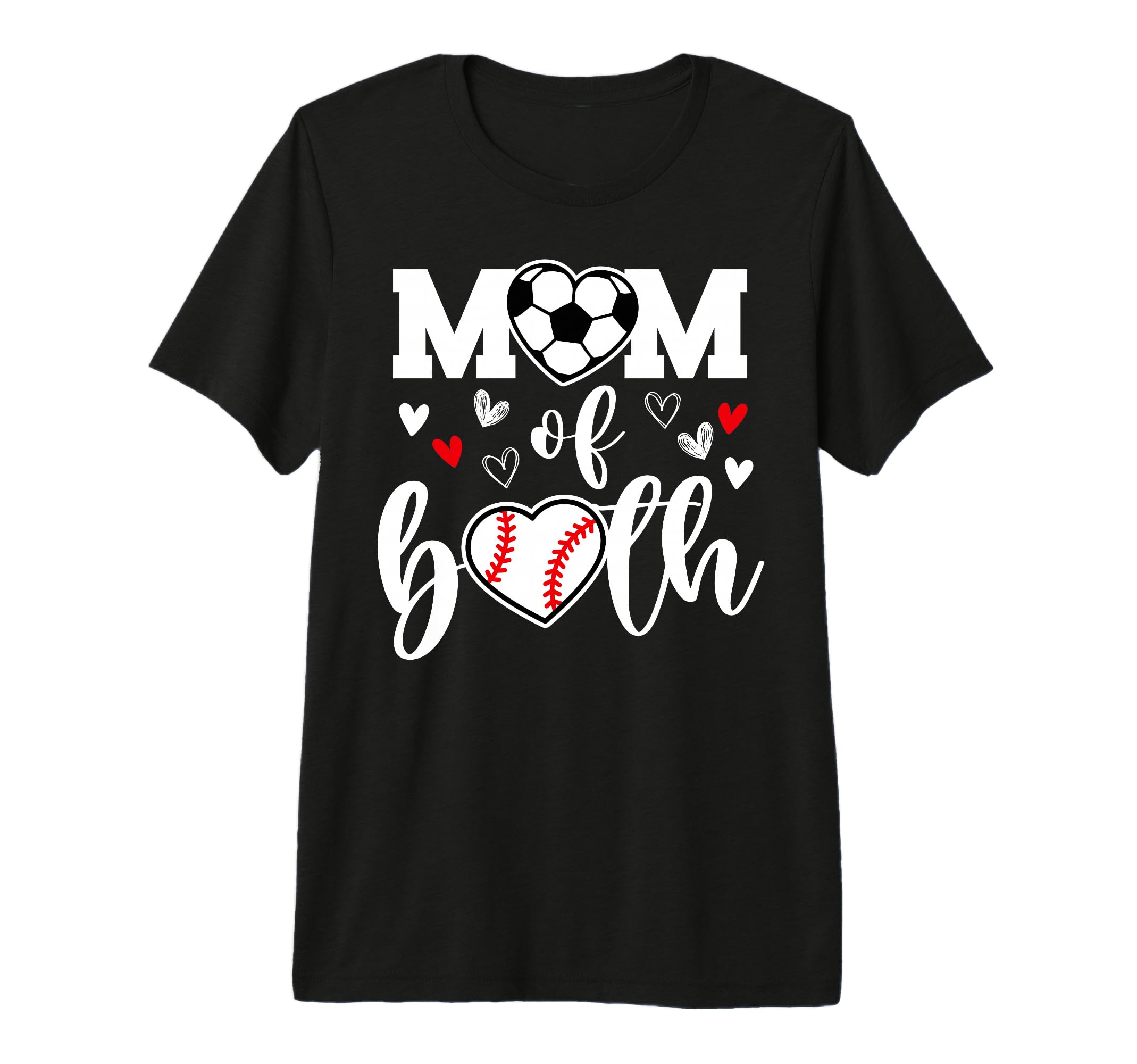 Mom Both Heart Soccer Baseball Sports T-Shirt - Unique Graphic Men Women - T-Shirt, Sweatshirt, Hoodie