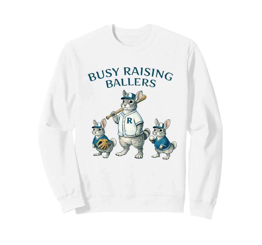 Busy Raising Baller Baseball Softball Sweatshirt - Minimalist Print Unisex - T-Shirt, Sweatshirt, Hoodie
