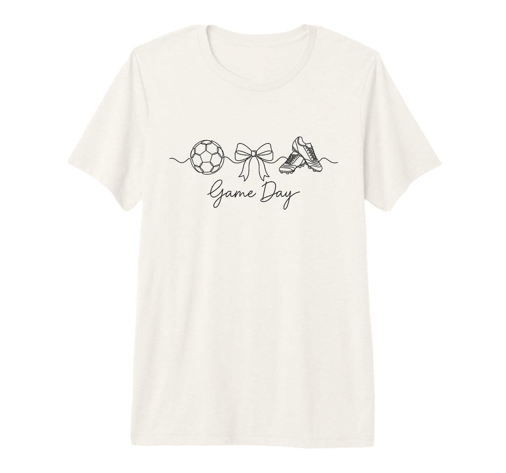 Game Day Soccer Mom Ball Bow Cleats T-Shirt - Novelty Apparel for Adults - T-Shirt, Sweatshirt, Hoodie