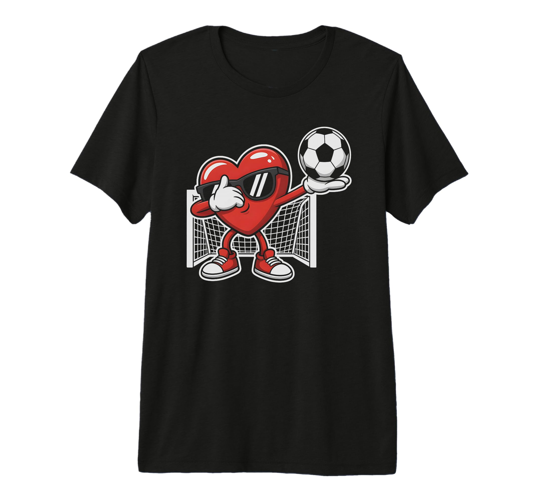 Kawaii Soccer Heart Love Dabbing Valentine T-Shirt - Graphic Print Unisex - T-Shirt, Sweatshirt, Hoodie