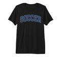 Soccer Varsity Blue Text Tri Blend T-Shirt - Minimalist Print Men Women - T-Shirt, Sweatshirt, Hoodie