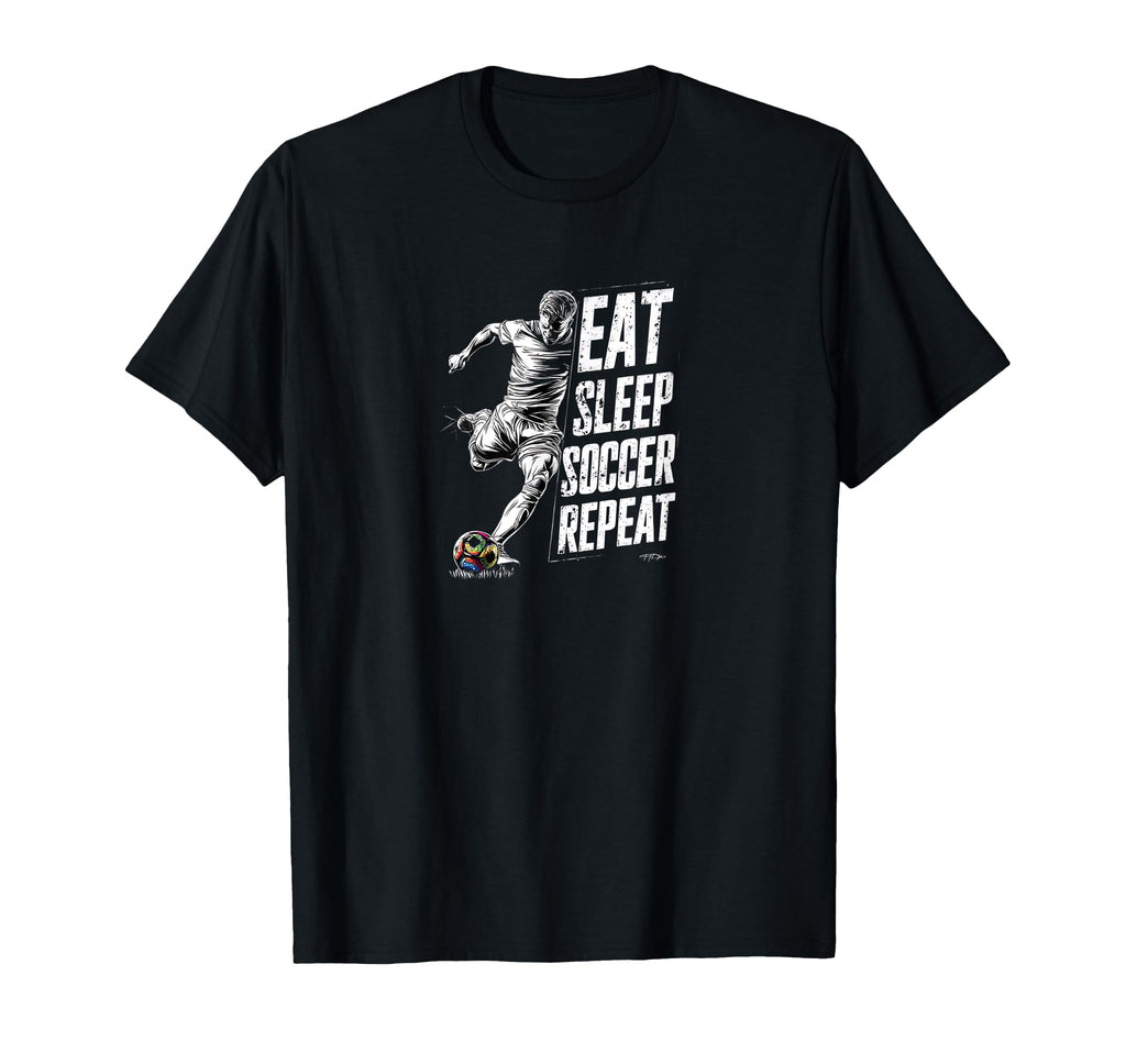 Funny Eat Sleep Soccer Repeat Soccer T-Shirt - Minimalist Print for Adults - T-Shirt, Sweatshirt, Hoodie