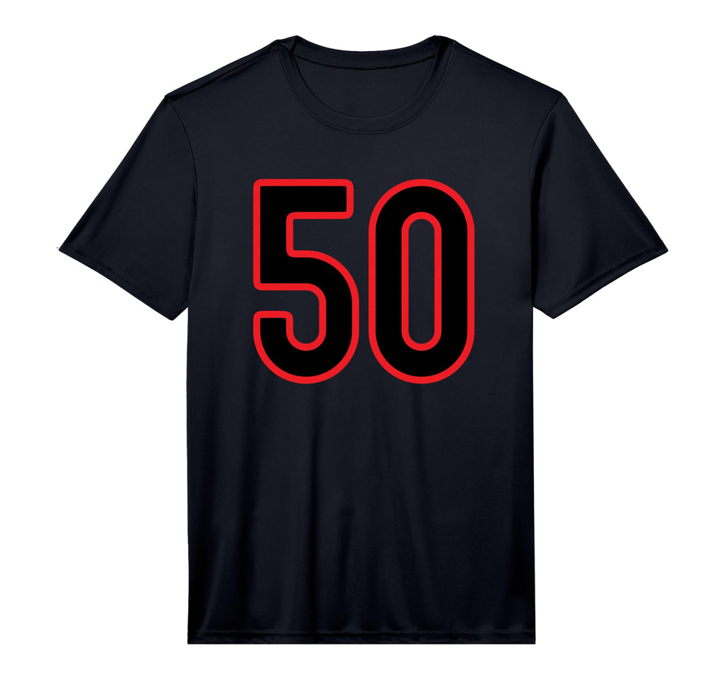 Number 50 Sports Red Black Number T-Shirt - Graphic Print Men Women - T-Shirt, Sweatshirt, Hoodie