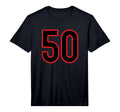 Number 50 Sports Red Black Number T-Shirt - Graphic Print Men Women - T-Shirt, Sweatshirt, Hoodie