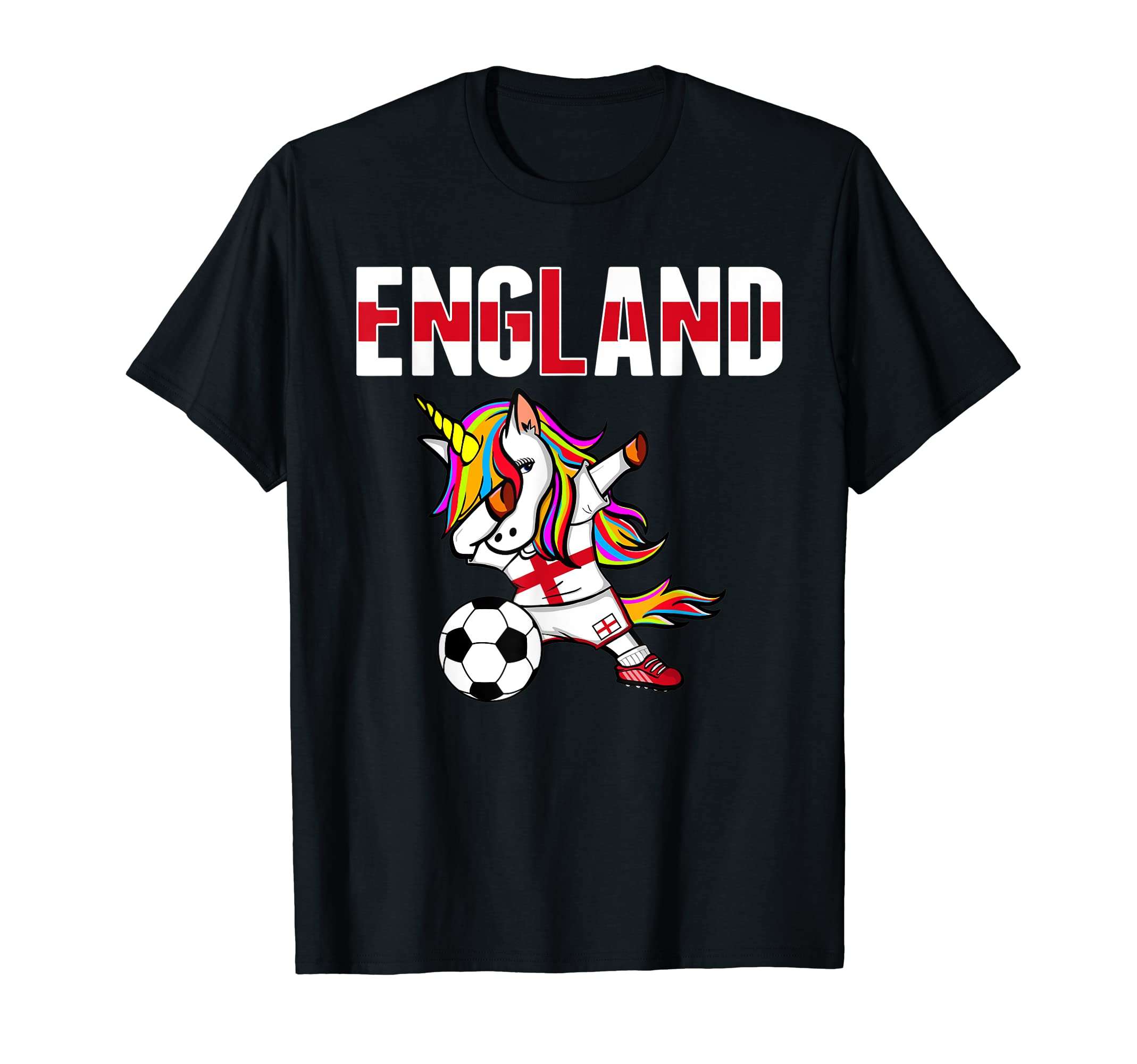 Dabbing Unicorn England Soccer Fans T-Shirt - Fun Novelty Design Unisex - T-Shirt, Sweatshirt, Hoodie