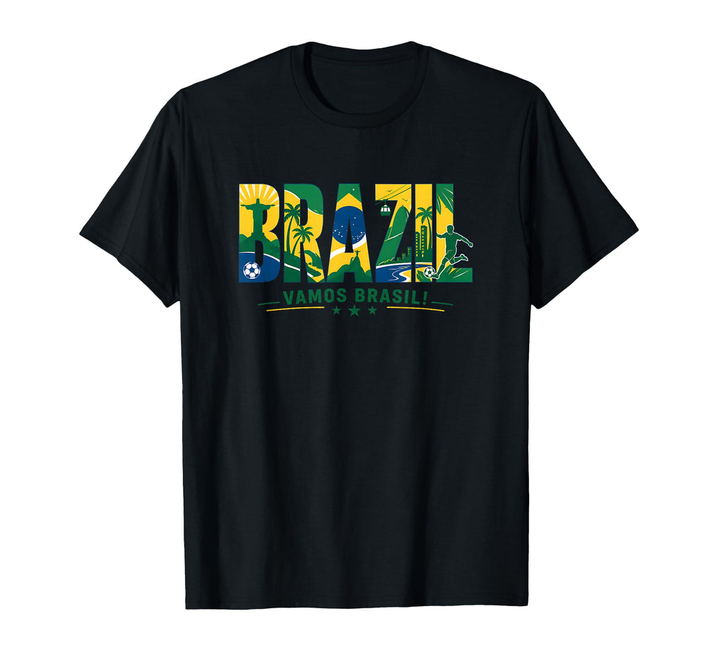 Brazil Soccer Vamos Brasil Football T-Shirt - Unique Graphic Men Women - T-Shirt, Sweatshirt, Hoodie