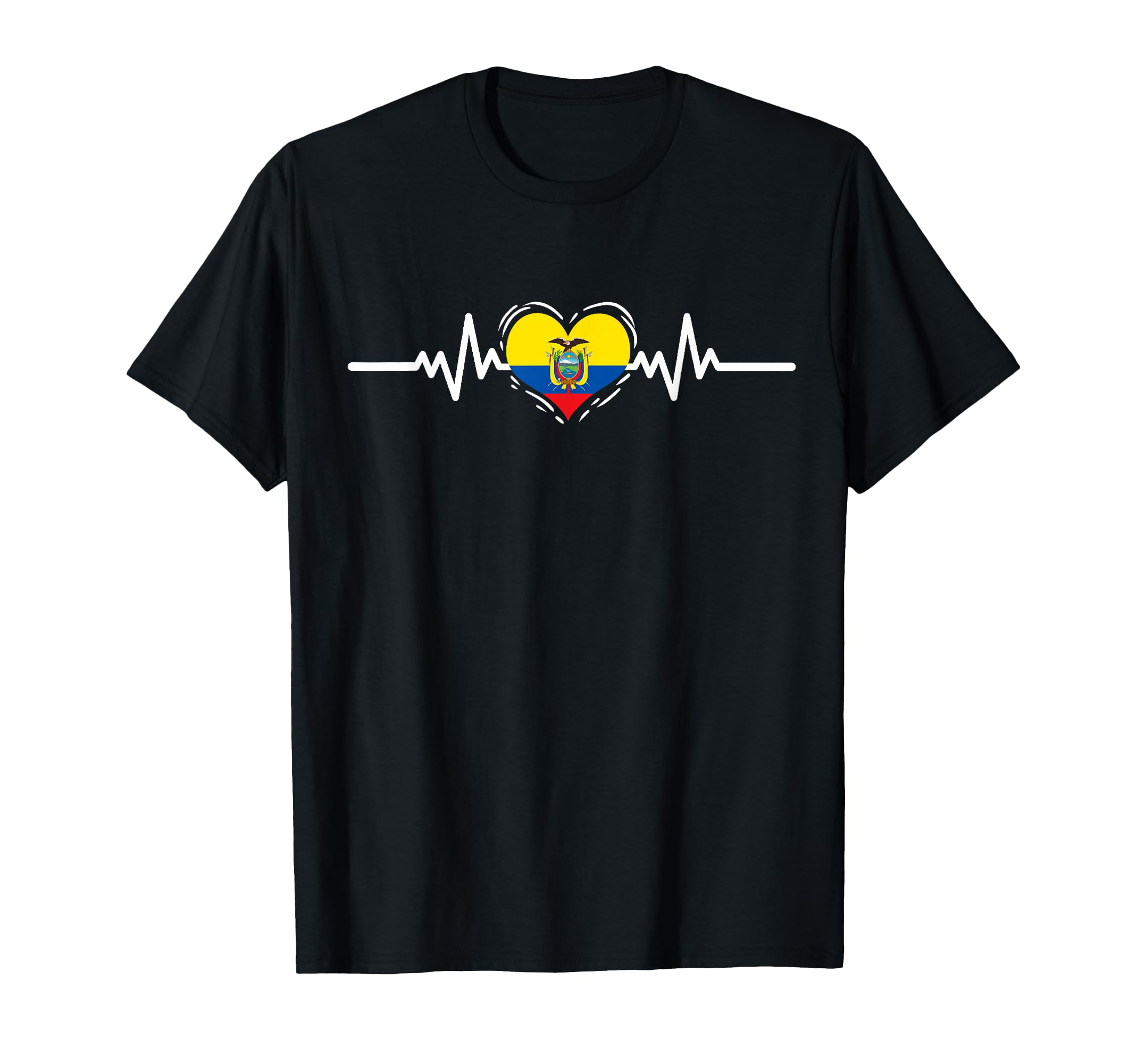Ecuador Flag Heartbeat Ecuadorian T-Shirt - Fun Novelty Design Men Women - T-Shirt, Sweatshirt, Hoodie