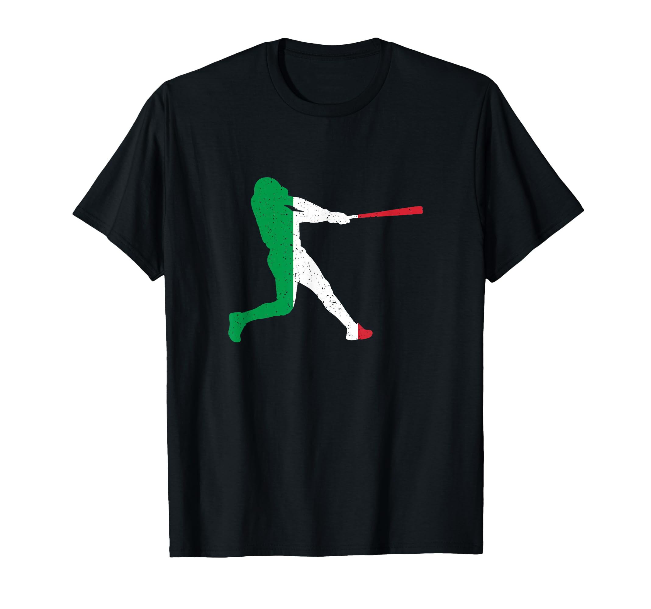 Italy Flag Baseball Player Silhouette T-Shirt - Minimalist Print Men Women - T-Shirt, Sweatshirt, Hoodie