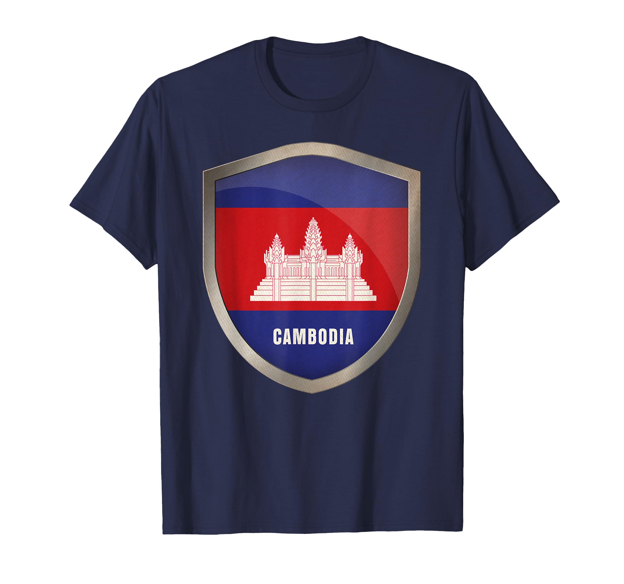Cambodia Flag Pride Soccer Badge T-Shirt - Custom Art Print Unisex - T-Shirt, Sweatshirt, Hoodie