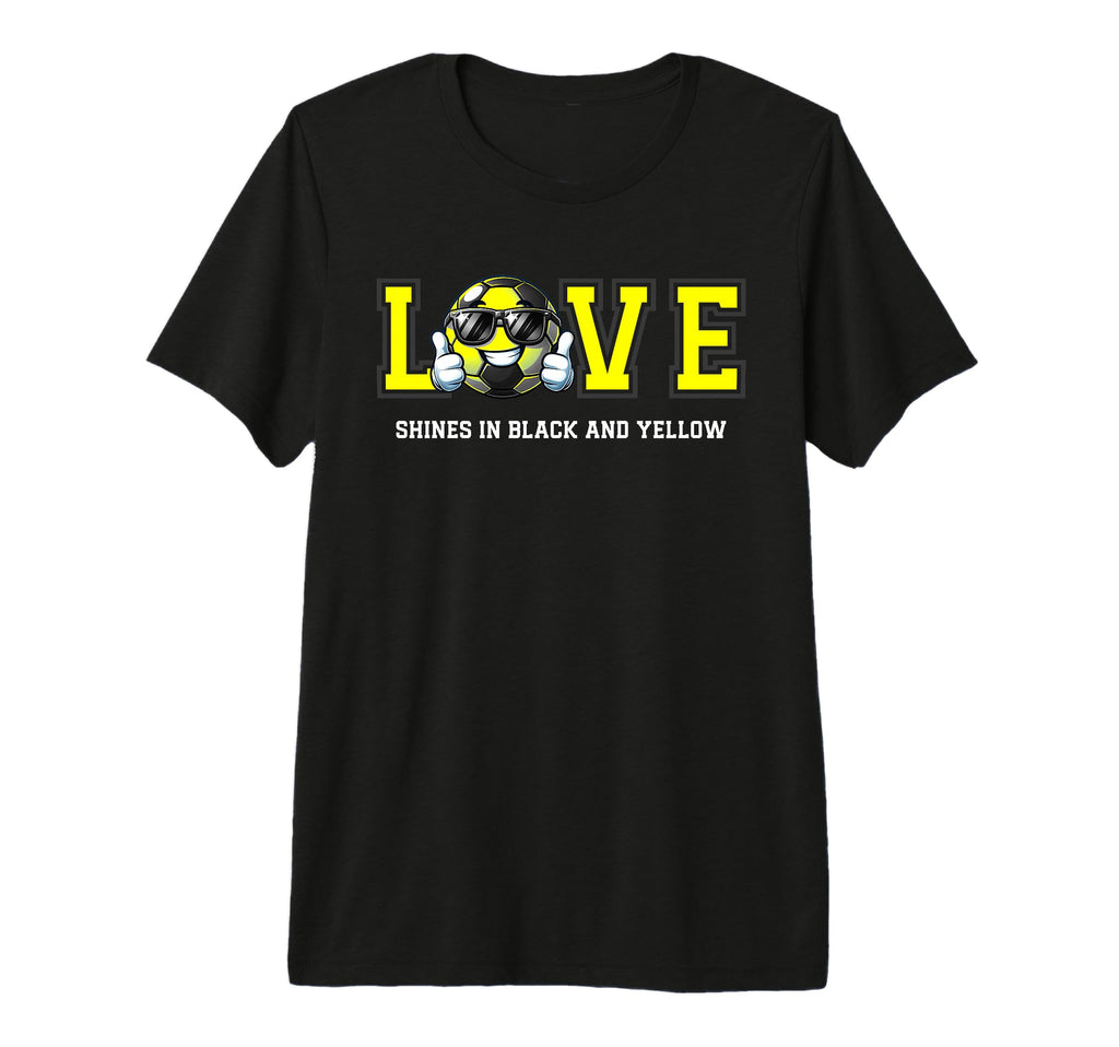 Cartoon Soccer Ball Black And Yellow T-Shirt - Minimalist Print for Adults - T-Shirt, Sweatshirt, Hoodie