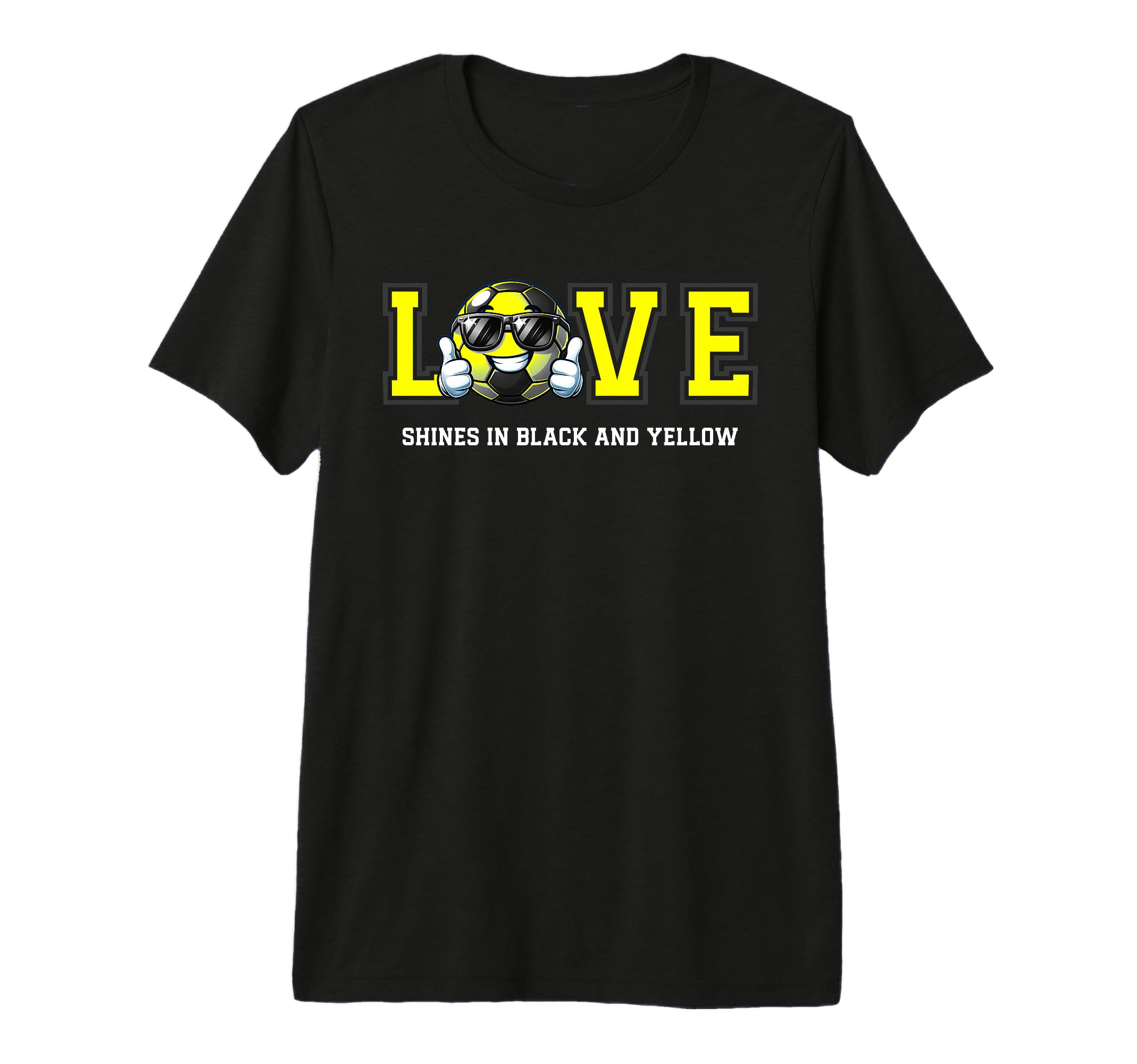 Cartoon Soccer Ball Black And Yellow T-Shirt - Minimalist Print for Adults - T-Shirt, Sweatshirt, Hoodie