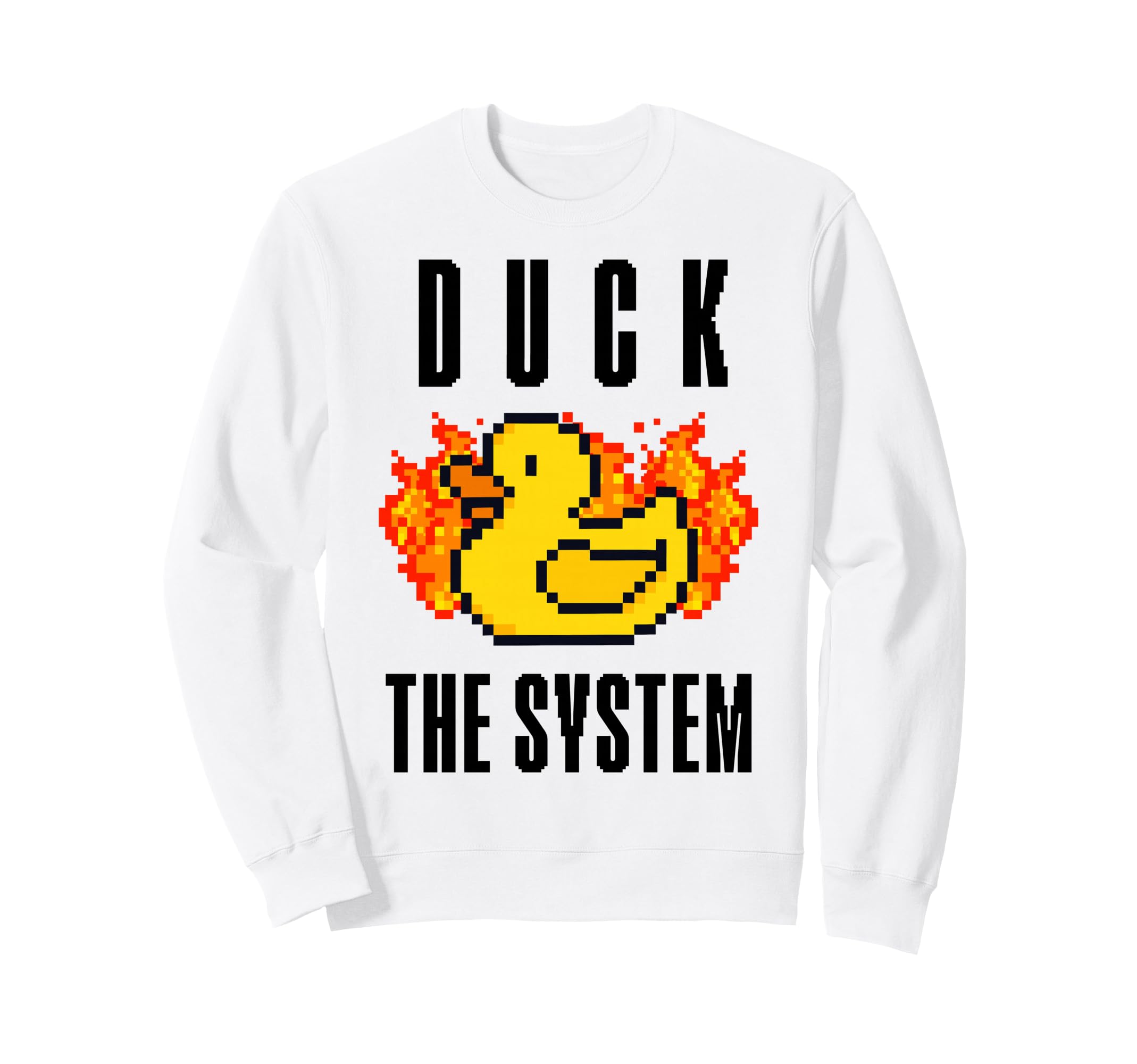 Duck System Pixel Duck Fire Sweatshirt - Aesthetic Graphic Men Women - T-Shirt, Sweatshirt, Hoodie