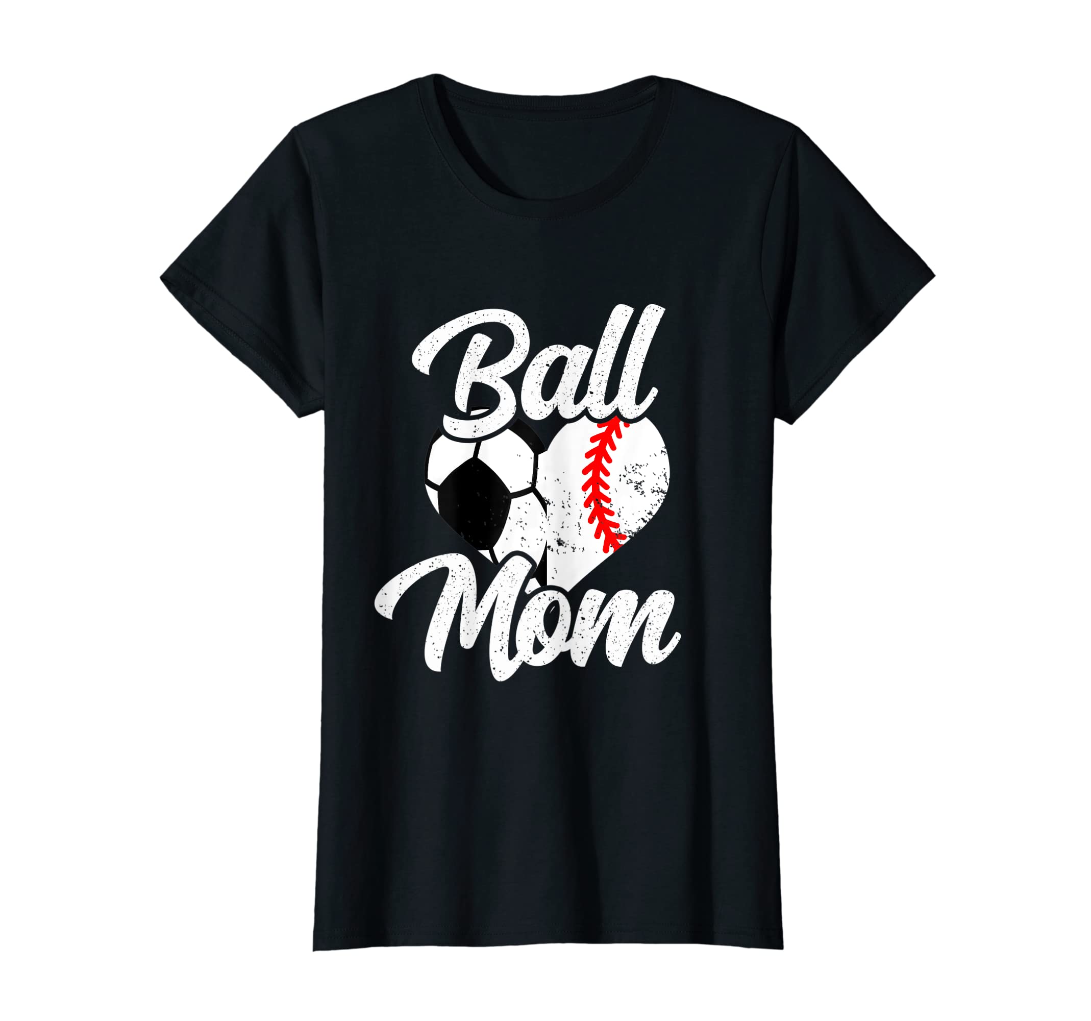 Womens Ball Mom Heart Funny Baseball T-Shirt - Custom Art Print Unisex - T-Shirt, Sweatshirt, Hoodie