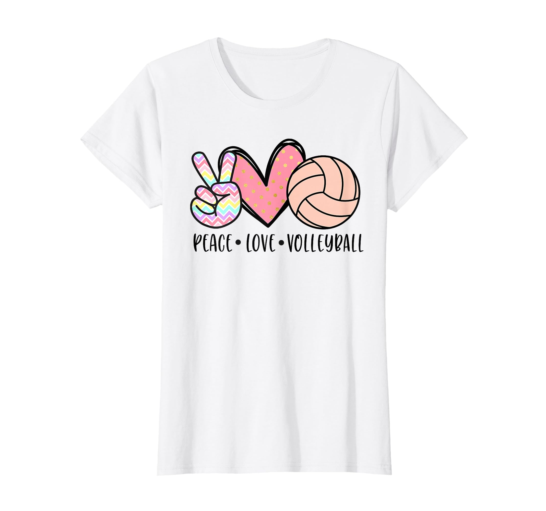 Peace Love Volleyball Pastel Teen Tween T-Shirt - Fun Novelty Design Unisex - T-Shirt, Sweatshirt, Hoodie