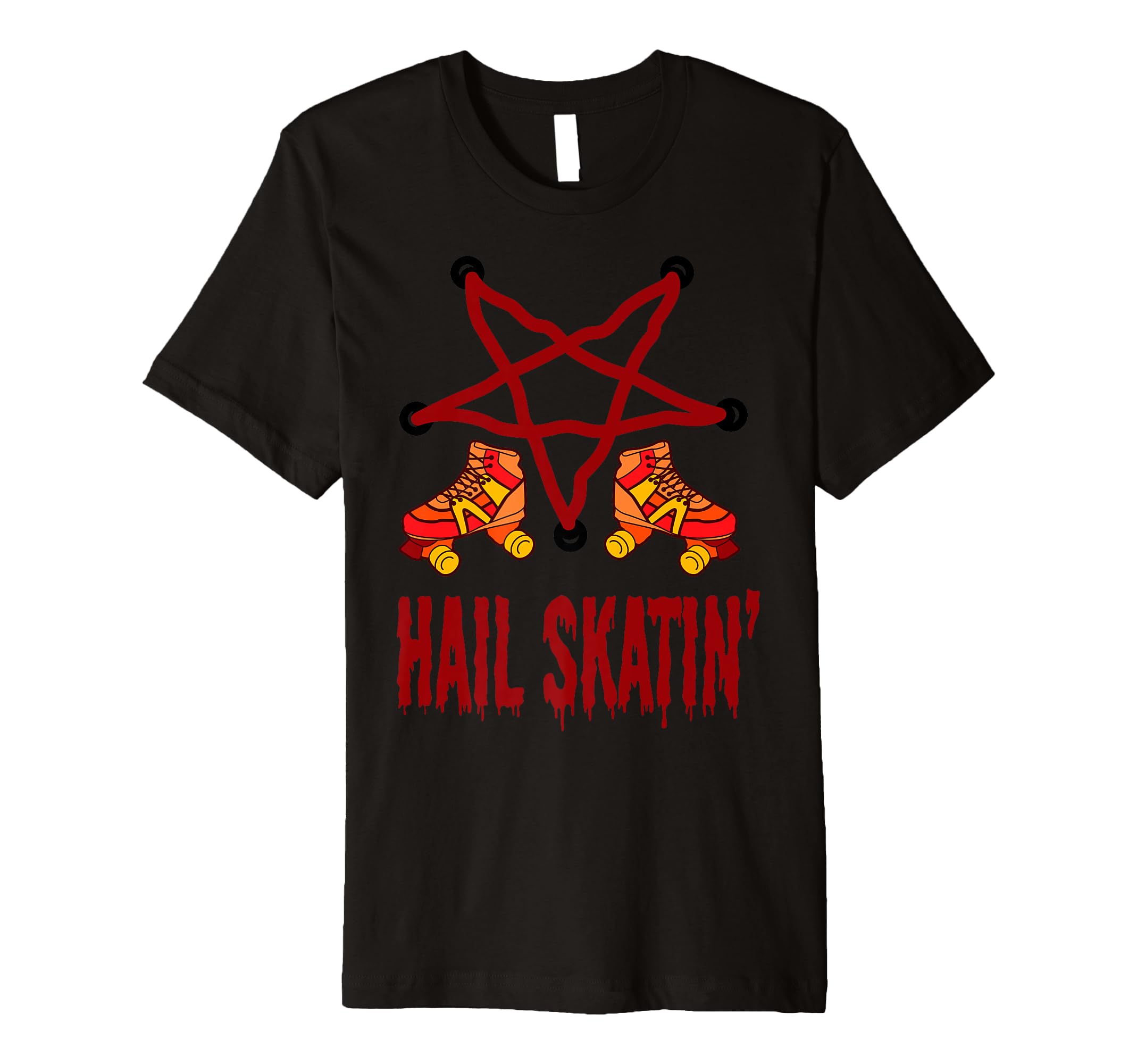 Hail Skatin Rollerskates Pentagram T-Shirt - Minimalist Print Men Women - T-Shirt, Sweatshirt, Hoodie