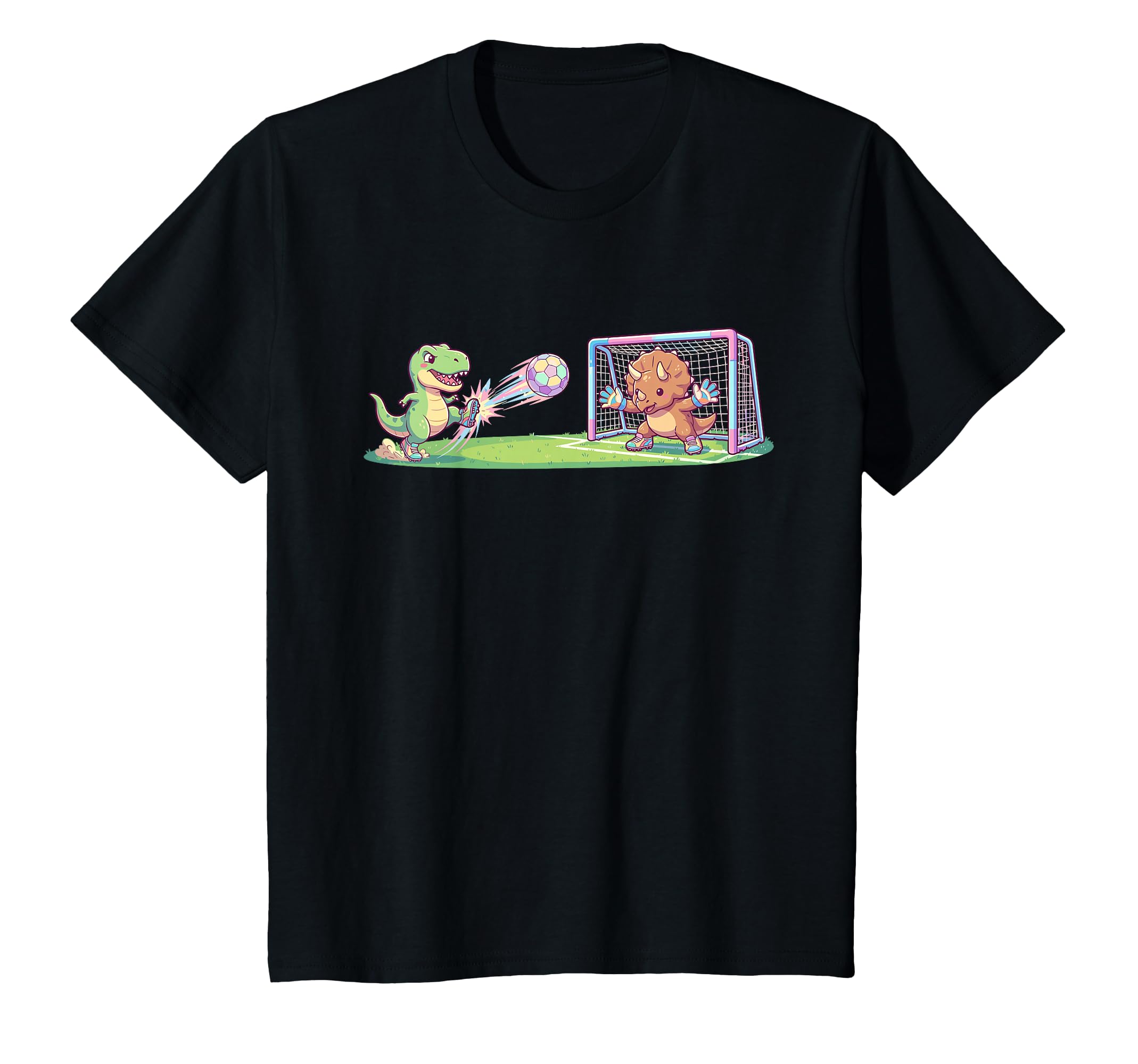 T Rex Kicks Ball Triceratops Goalie T-Shirt - Streetwear Style Men Women - T-Shirt, Sweatshirt, Hoodie
