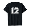 Distressed Number 12 White Sports Team T-Shirt - Minimalist Print Unisex - T-Shirt, Sweatshirt, Hoodie