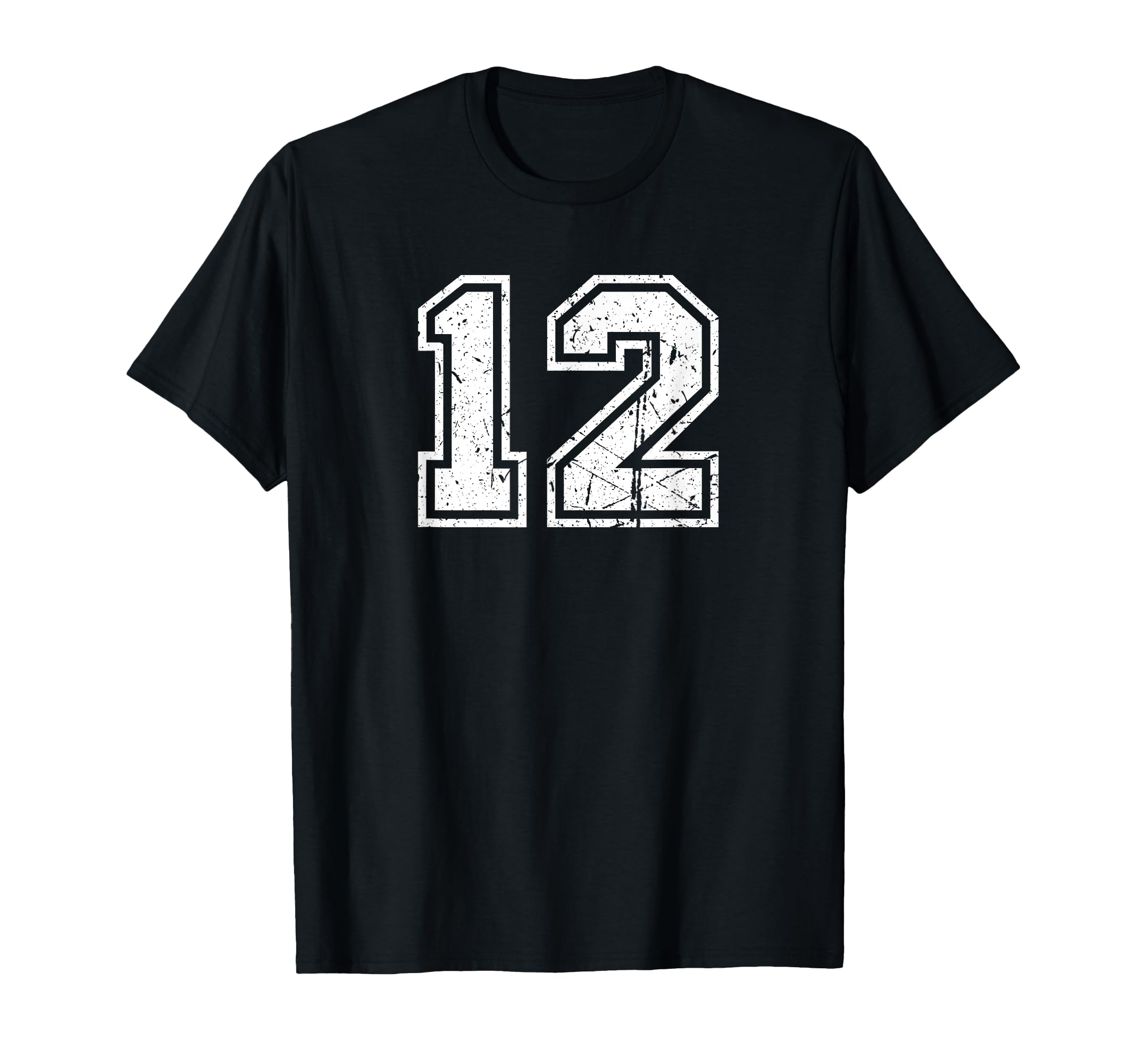 Distressed Number 12 White Sports Team T-Shirt - Minimalist Print Unisex - T-Shirt, Sweatshirt, Hoodie